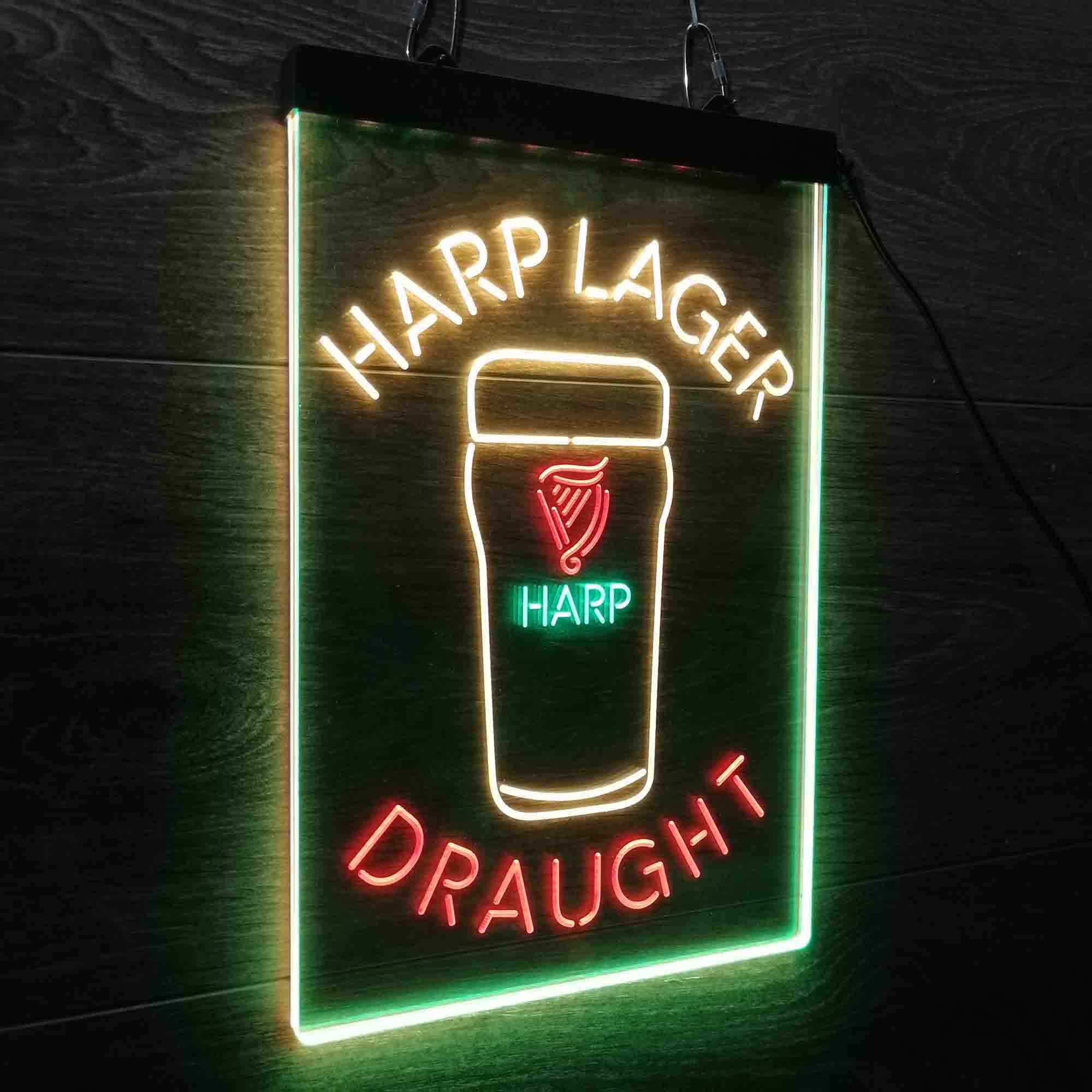 Harp Larger Draught Ale Bar Neon 3-Color LED Sign