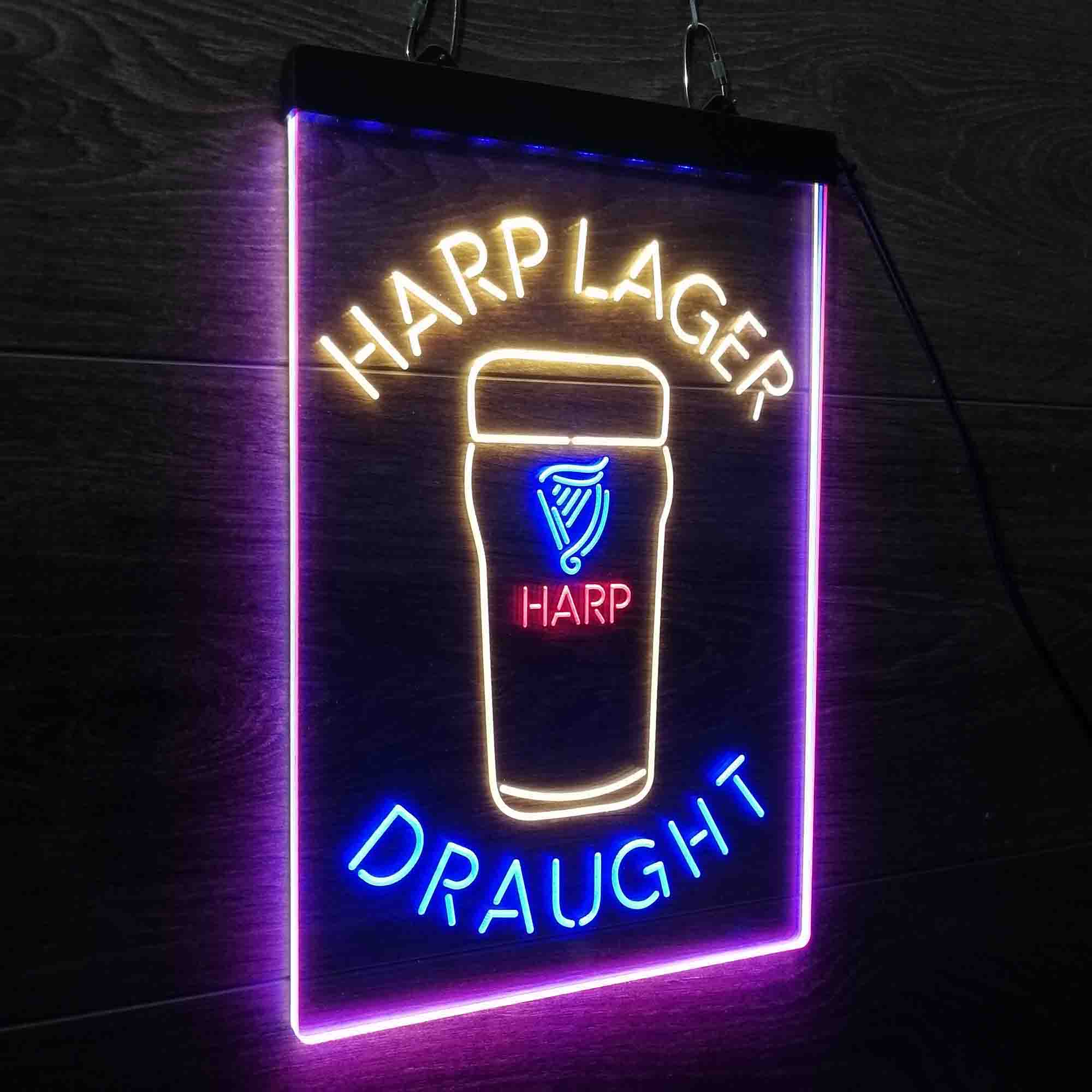 Harp Larger Draught Ale Bar Neon 3-Color LED Sign