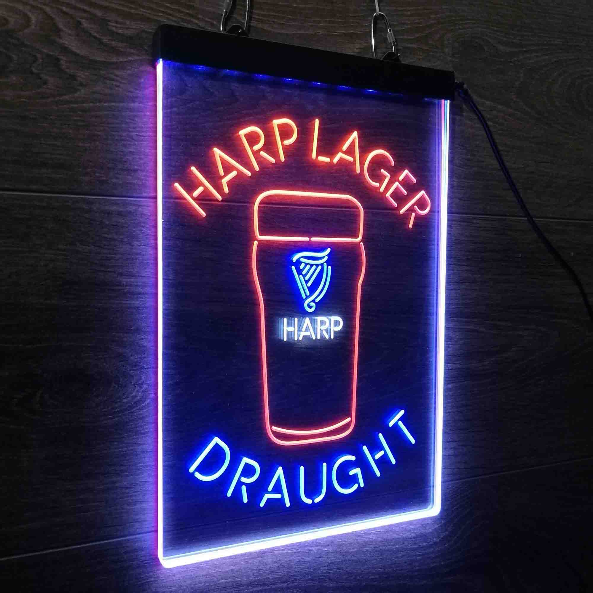 Harp Larger Draught Ale Bar Neon 3-Color LED Sign