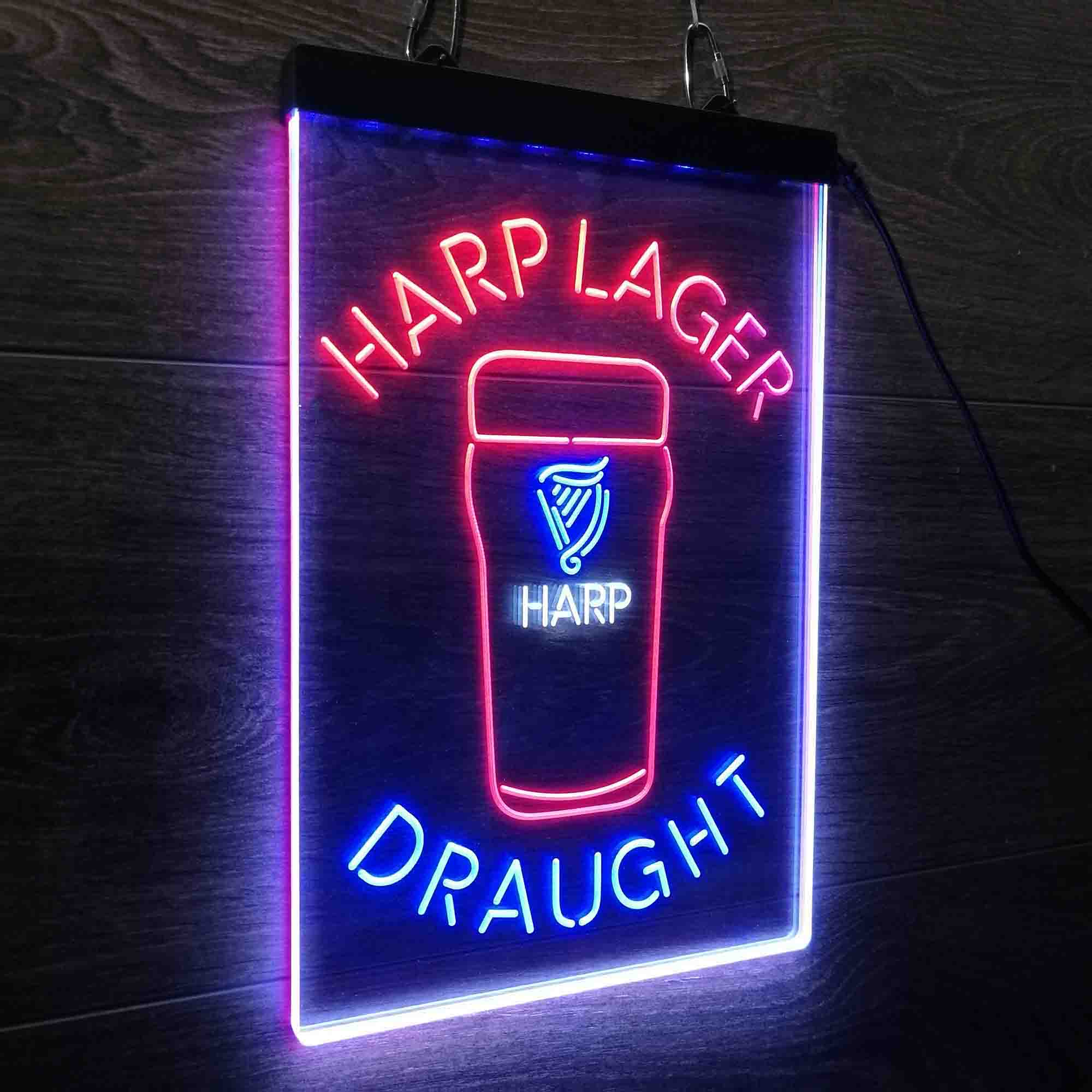 Harp Larger Draught Ale Bar Neon 3-Color LED Sign