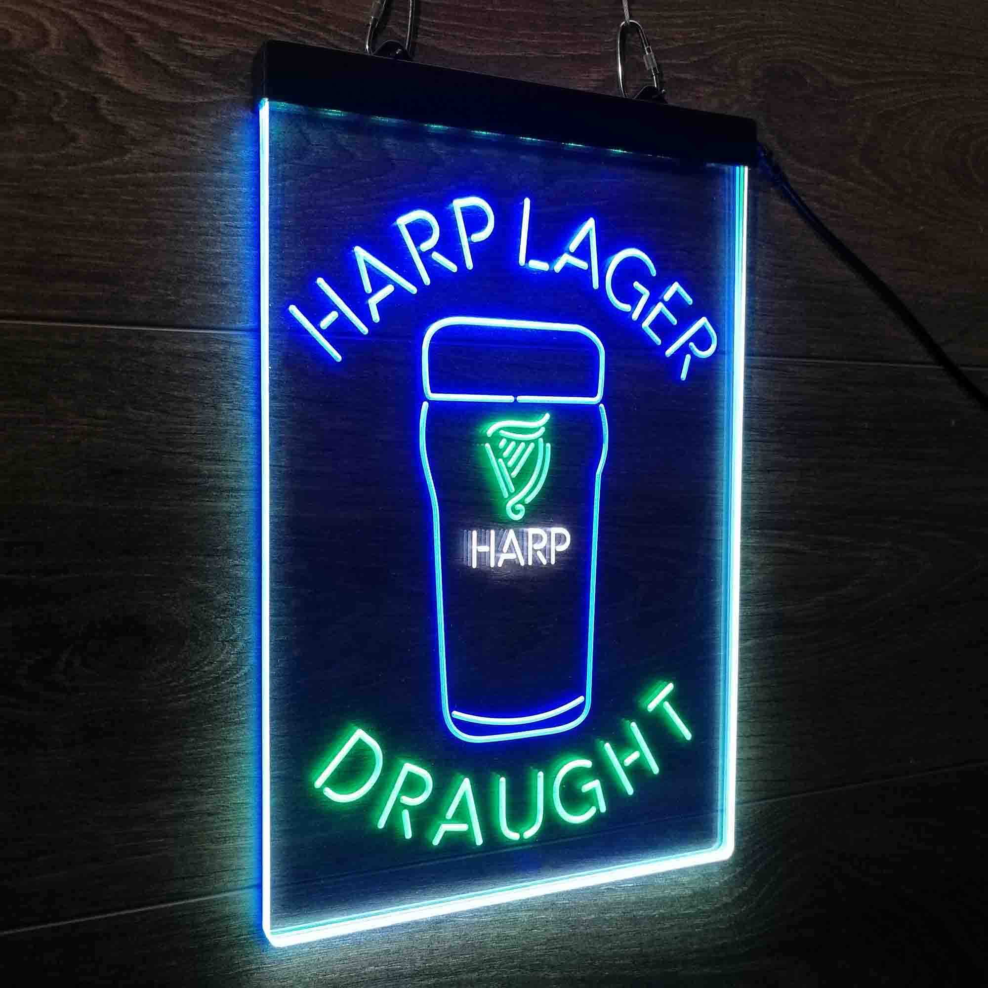 Harp Larger Draught Ale Bar Neon 3-Color LED Sign