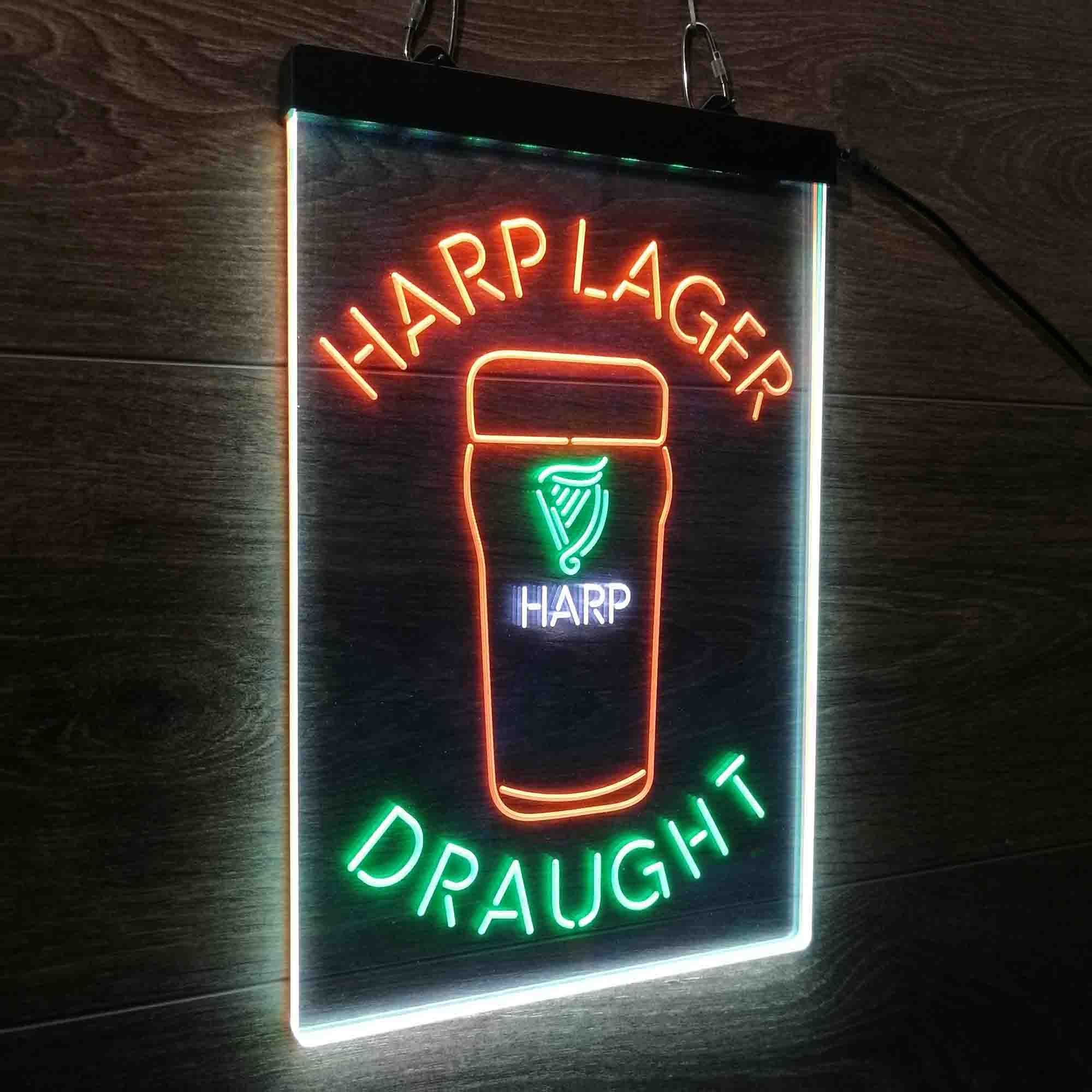 Harp Larger Draught Ale Bar Neon 3-Color LED Sign