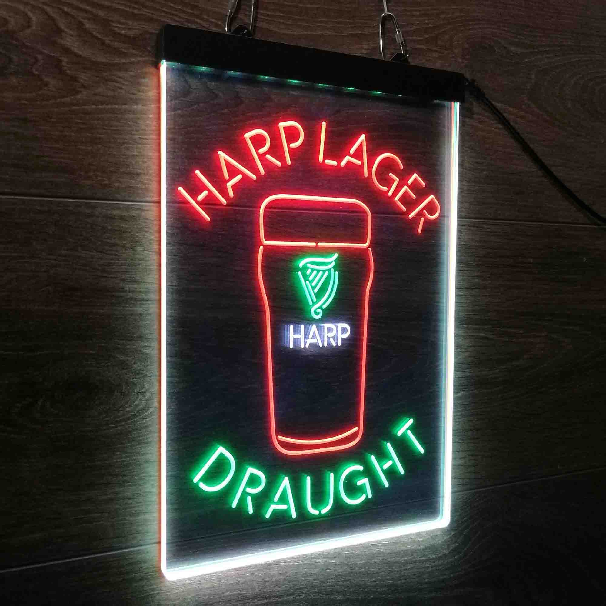 Harp Larger Draught Ale Bar Neon 3-Color LED Sign