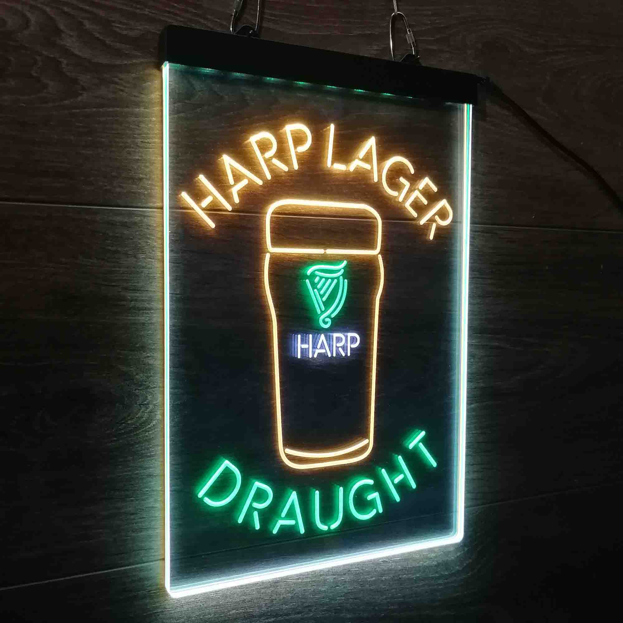 Harp Larger Draught Ale Bar Neon 3-Color LED Sign