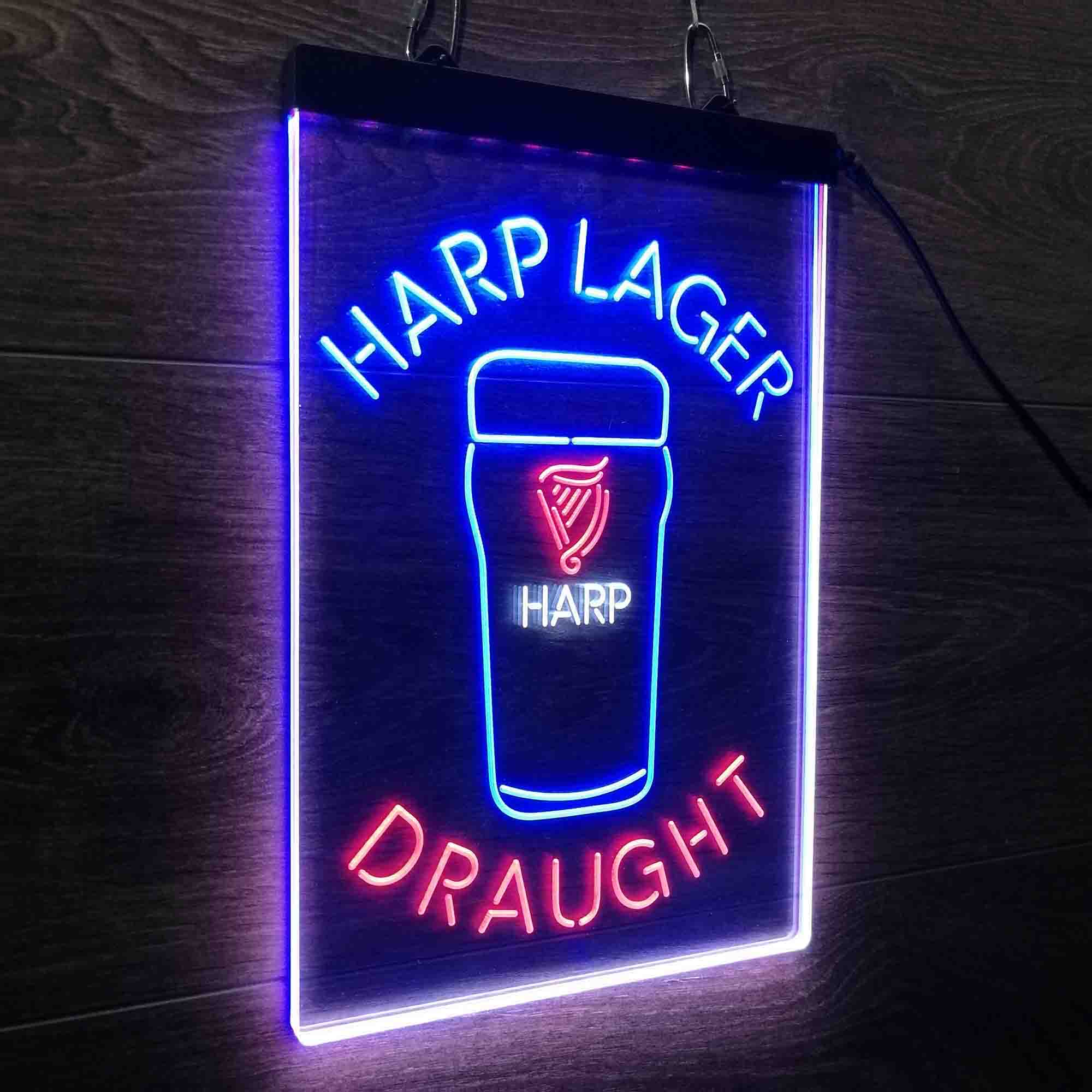 Harp Larger Draught Ale Bar Neon 3-Color LED Sign