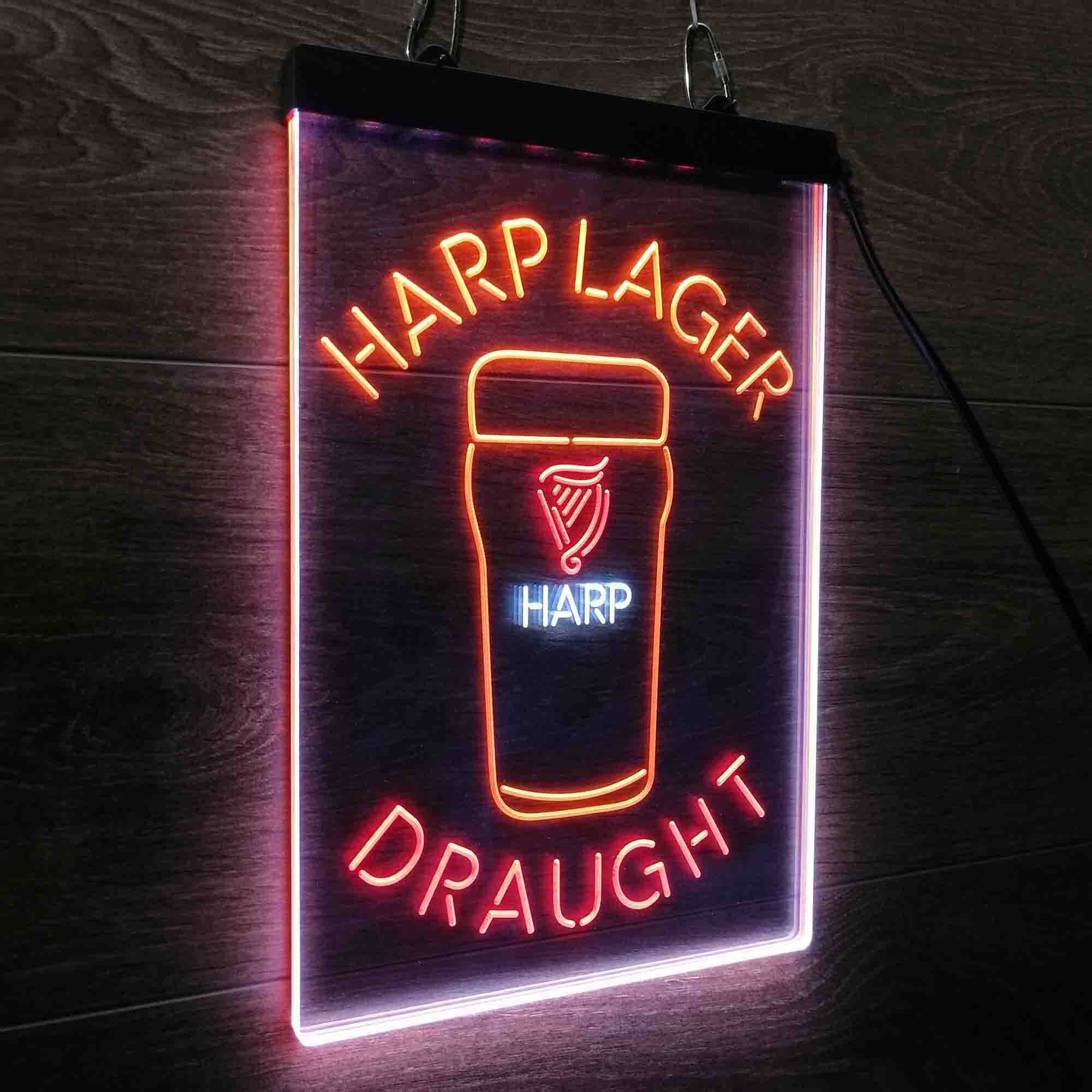 Harp Larger Draught Ale Bar Neon 3-Color LED Sign