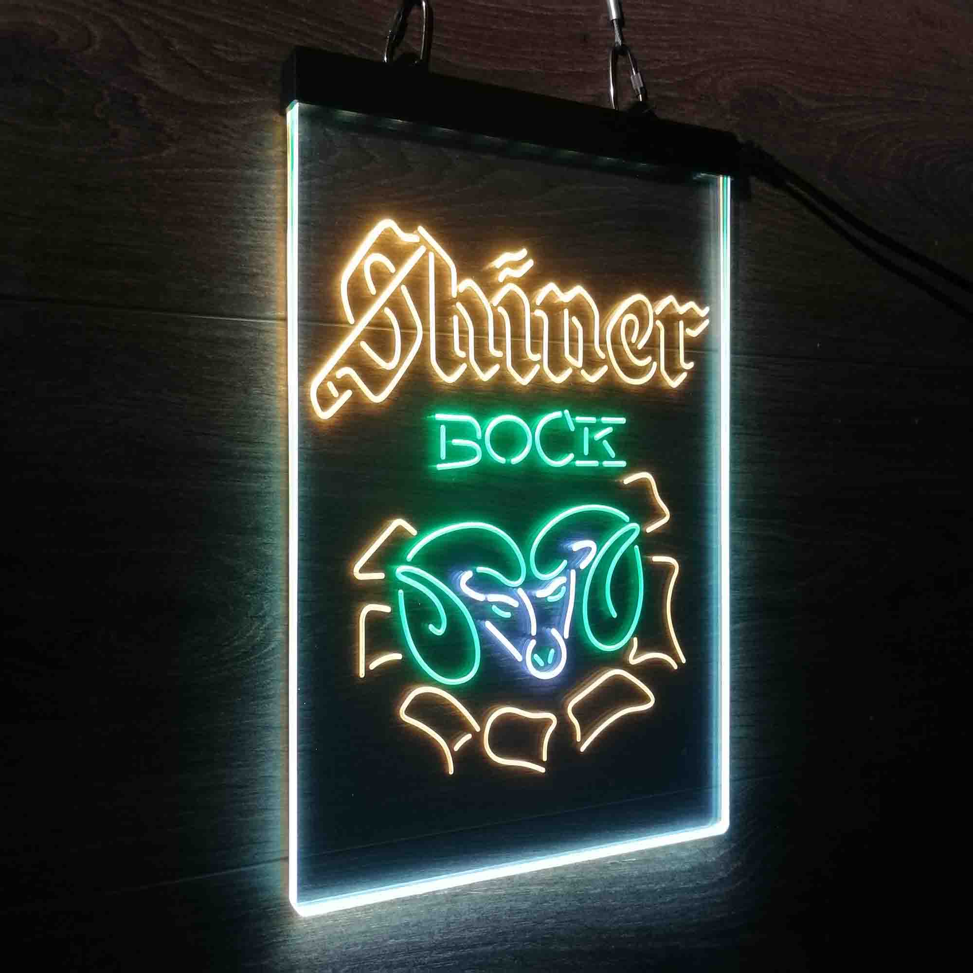 Shiner Bock Ram Beer Neon 3-Color LED Sign