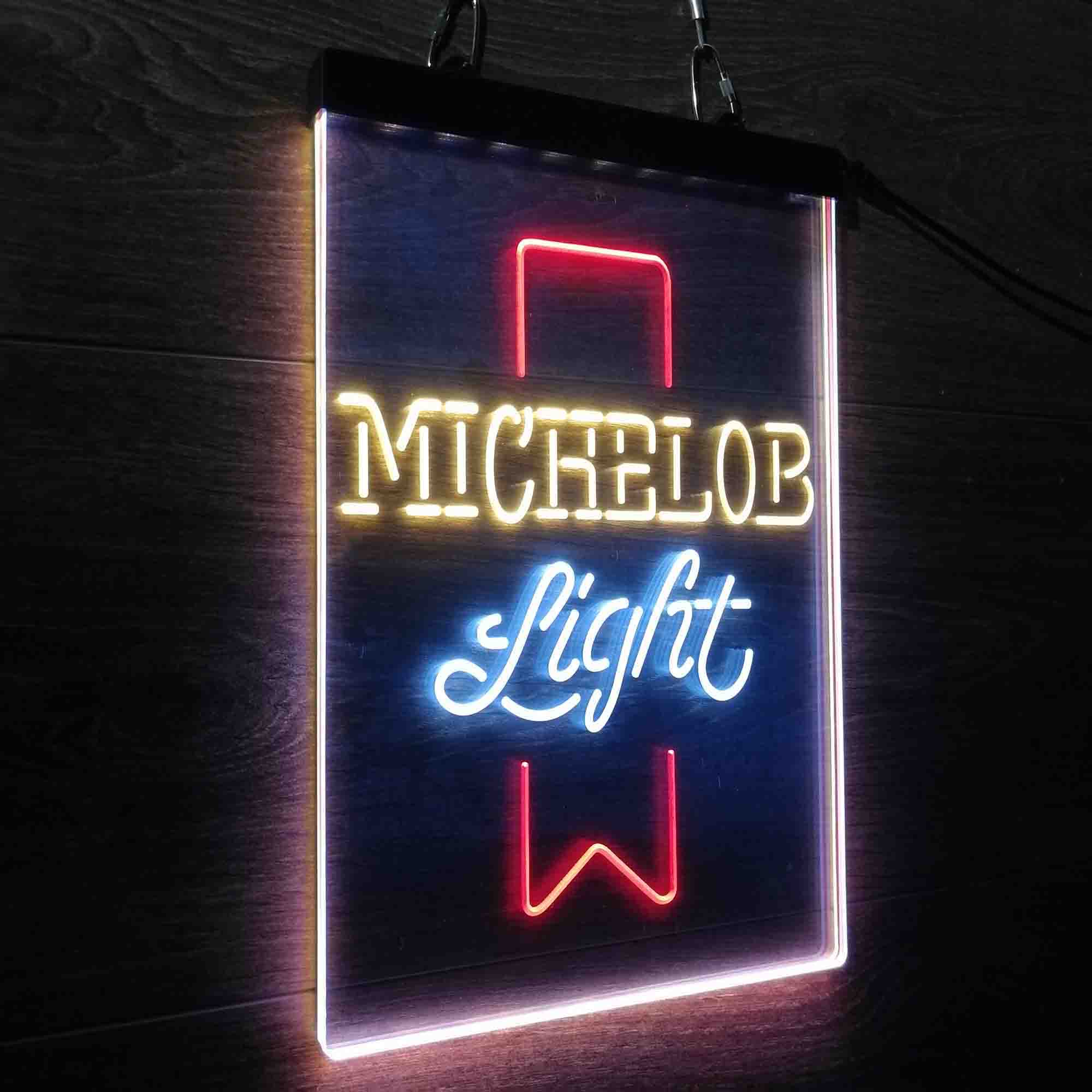 Michelob Light Red Ribbon Neon 3-Color LED Sign