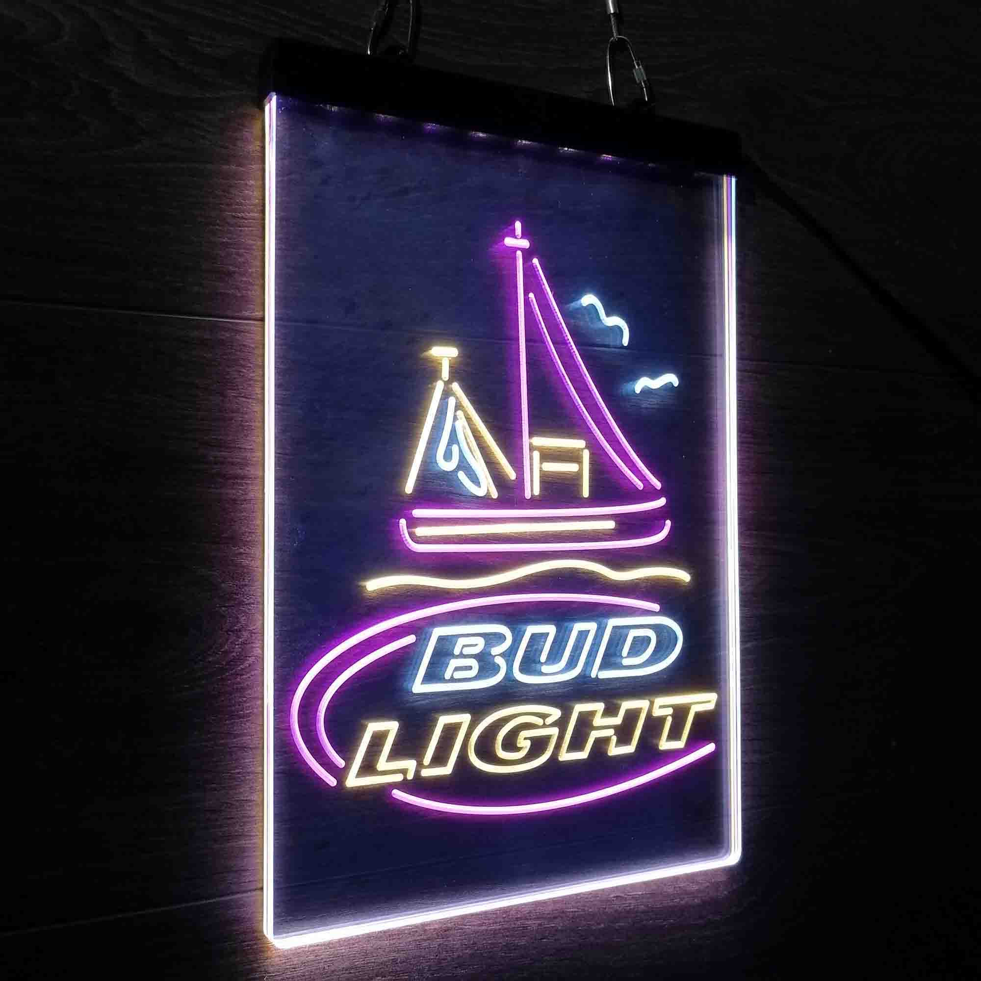 Bud Light Sail Boat Neon 3-Color LED Sign