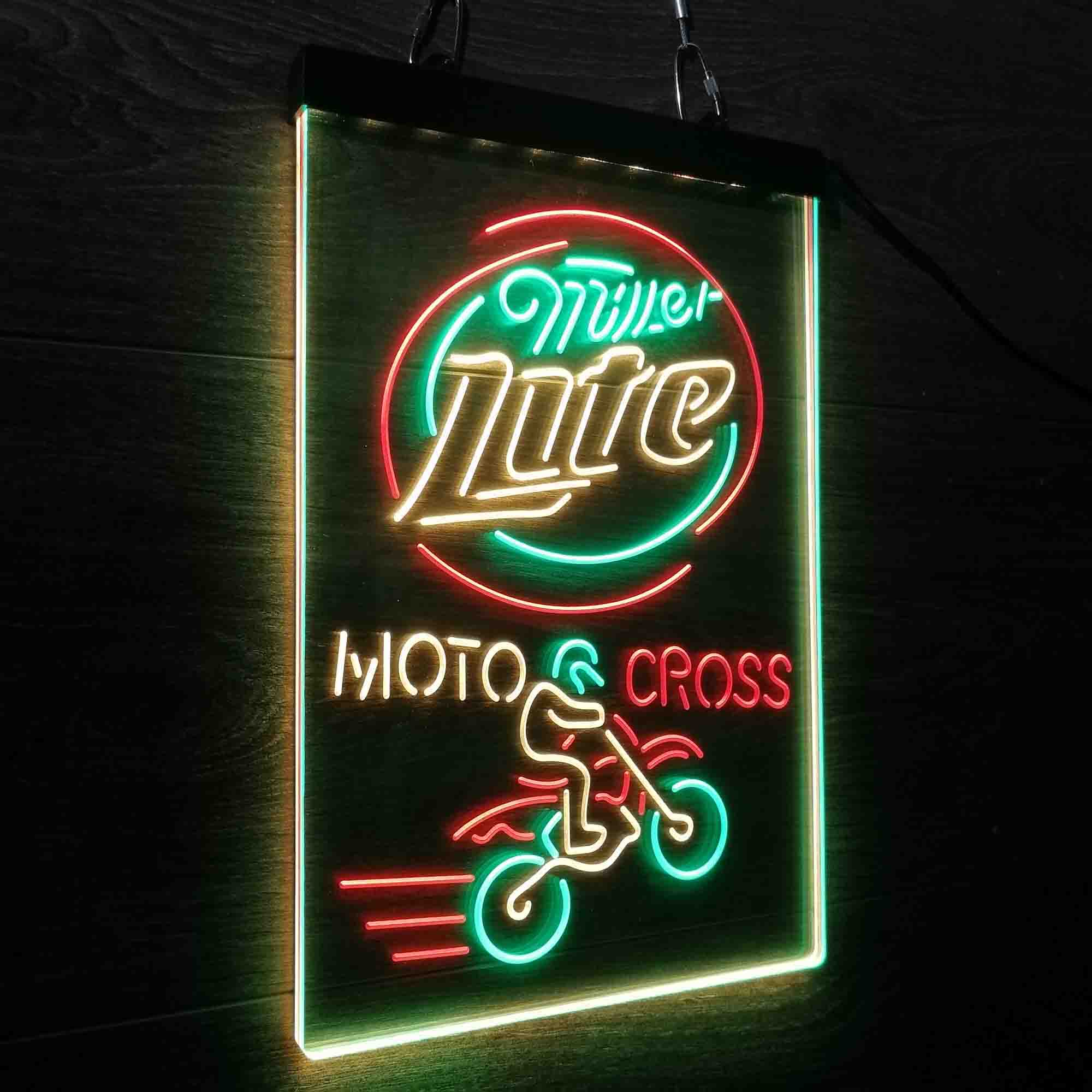 Miller Lite Moto Bike Neon 3-Color LED Sign