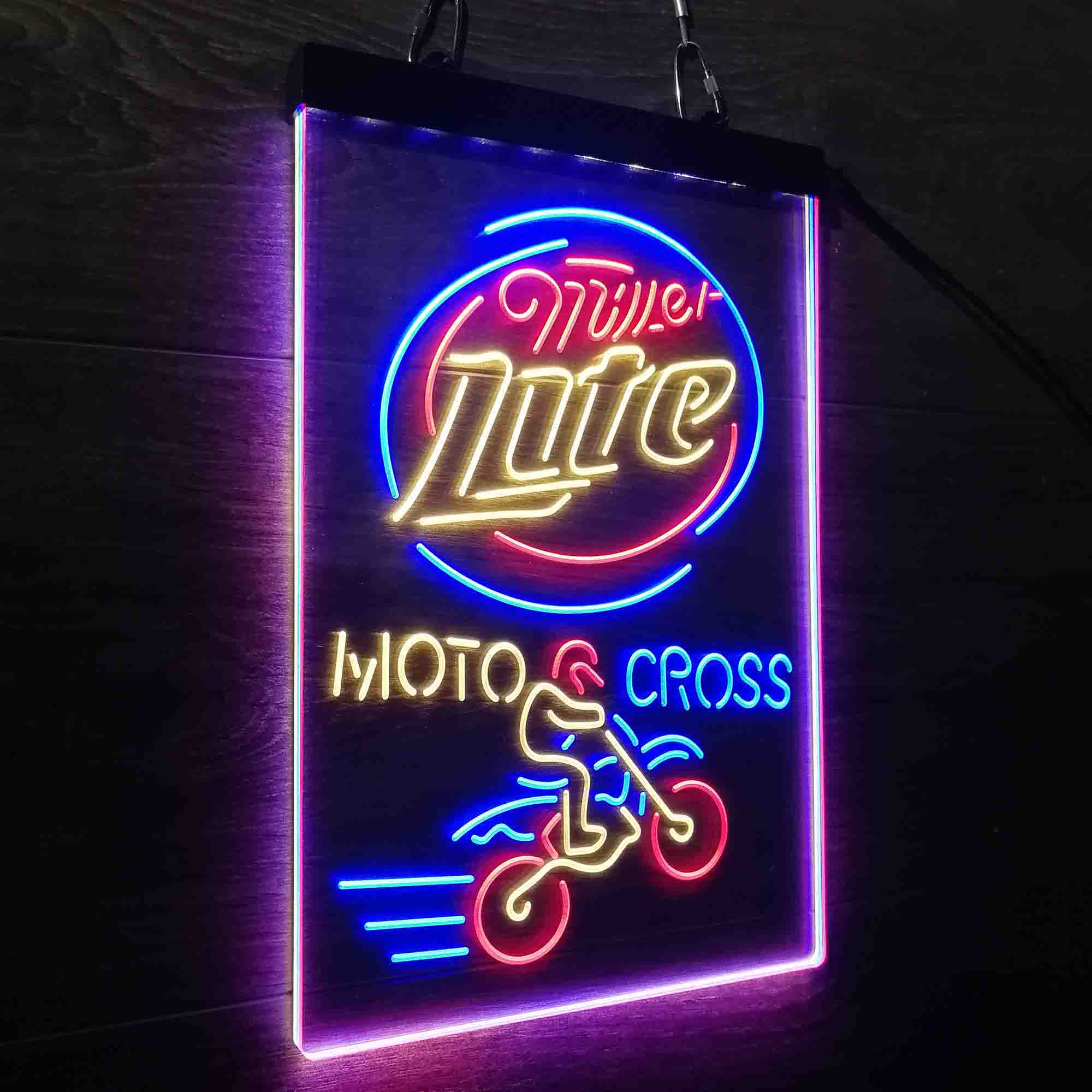 Miller Lite Moto Bike Neon 3-Color LED Sign