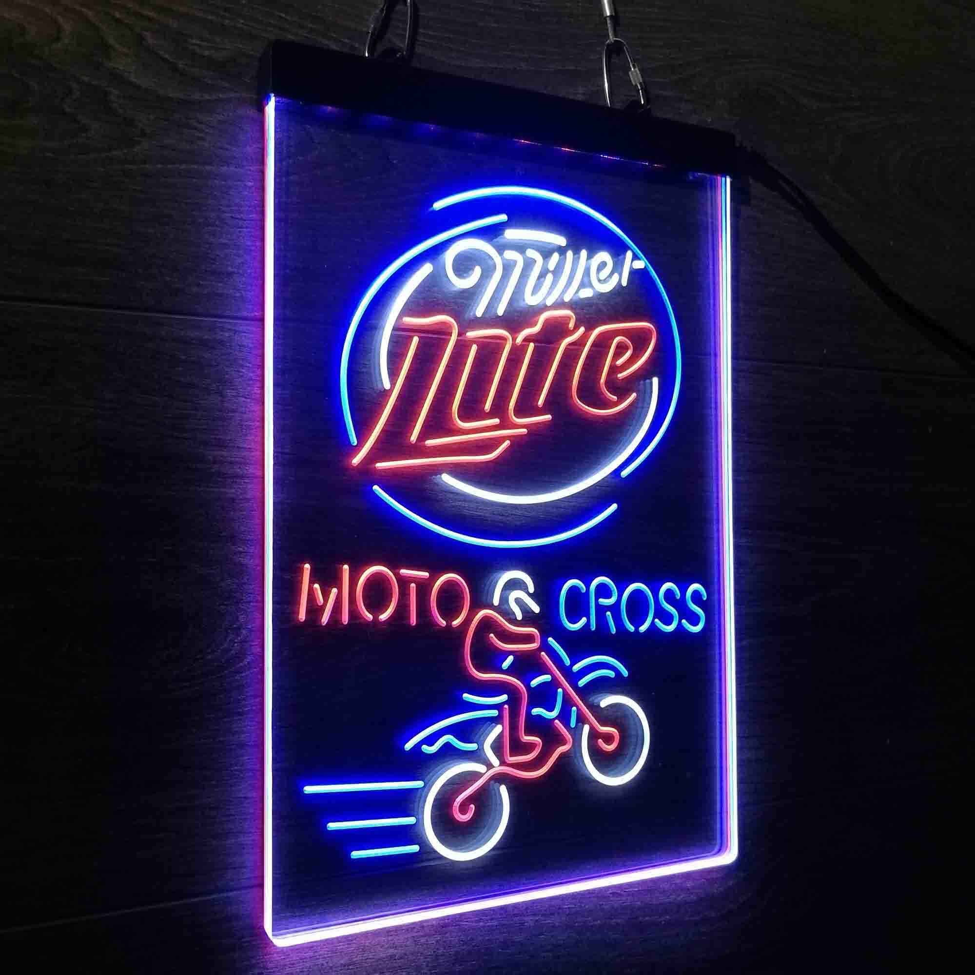 Miller Lite Moto Bike Neon 3-Color LED Sign