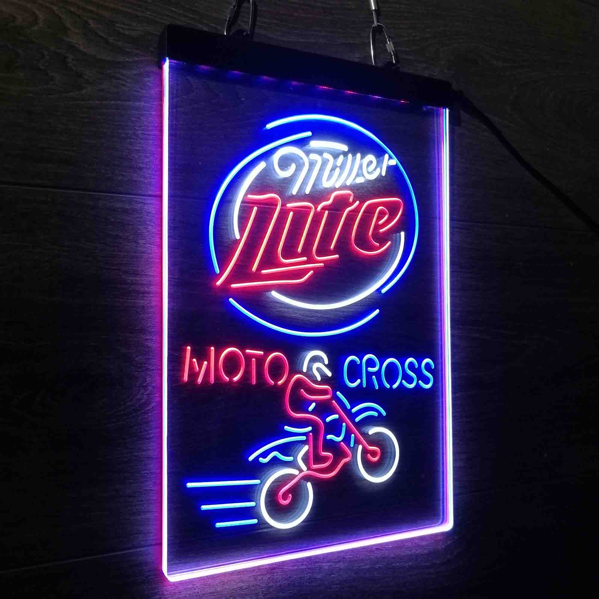 Miller Lite Moto Bike Neon 3-Color LED Sign