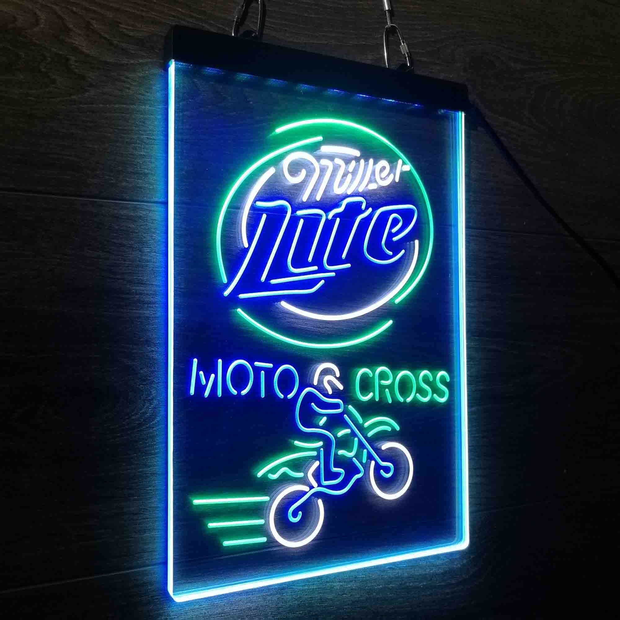 Miller Lite Moto Bike Neon 3-Color LED Sign