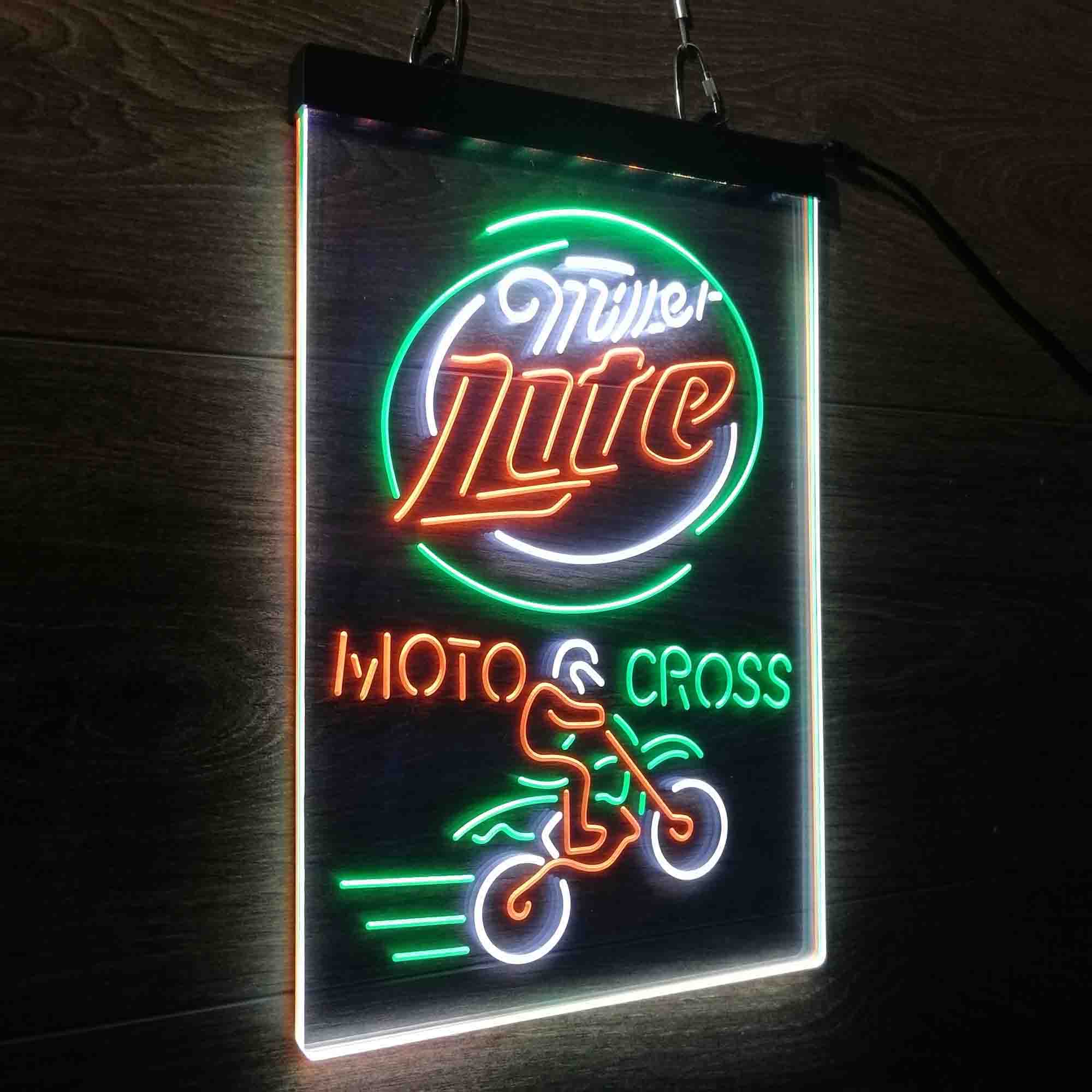 Miller Lite Moto Bike Neon 3-Color LED Sign