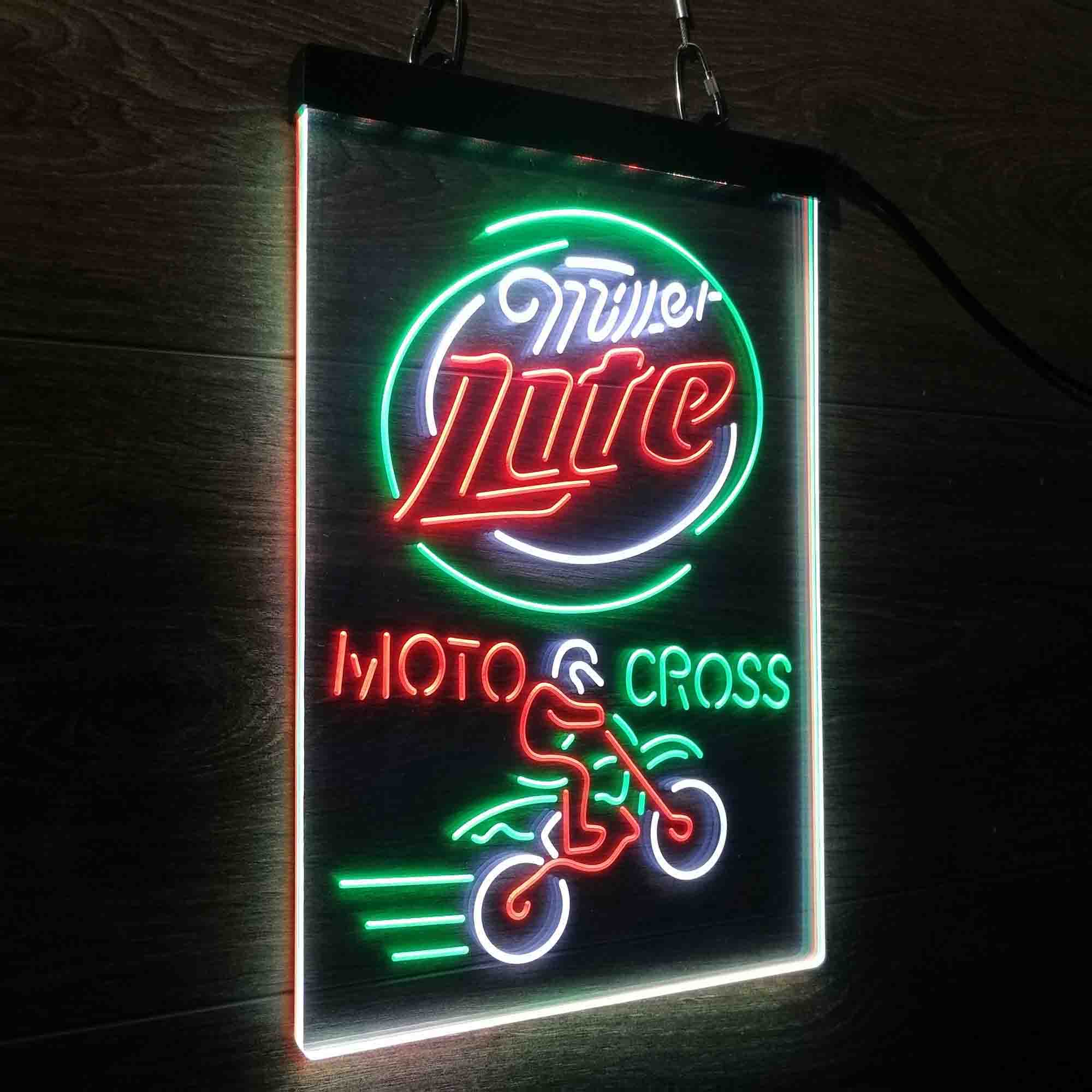 Miller Lite Moto Bike Neon 3-Color LED Sign