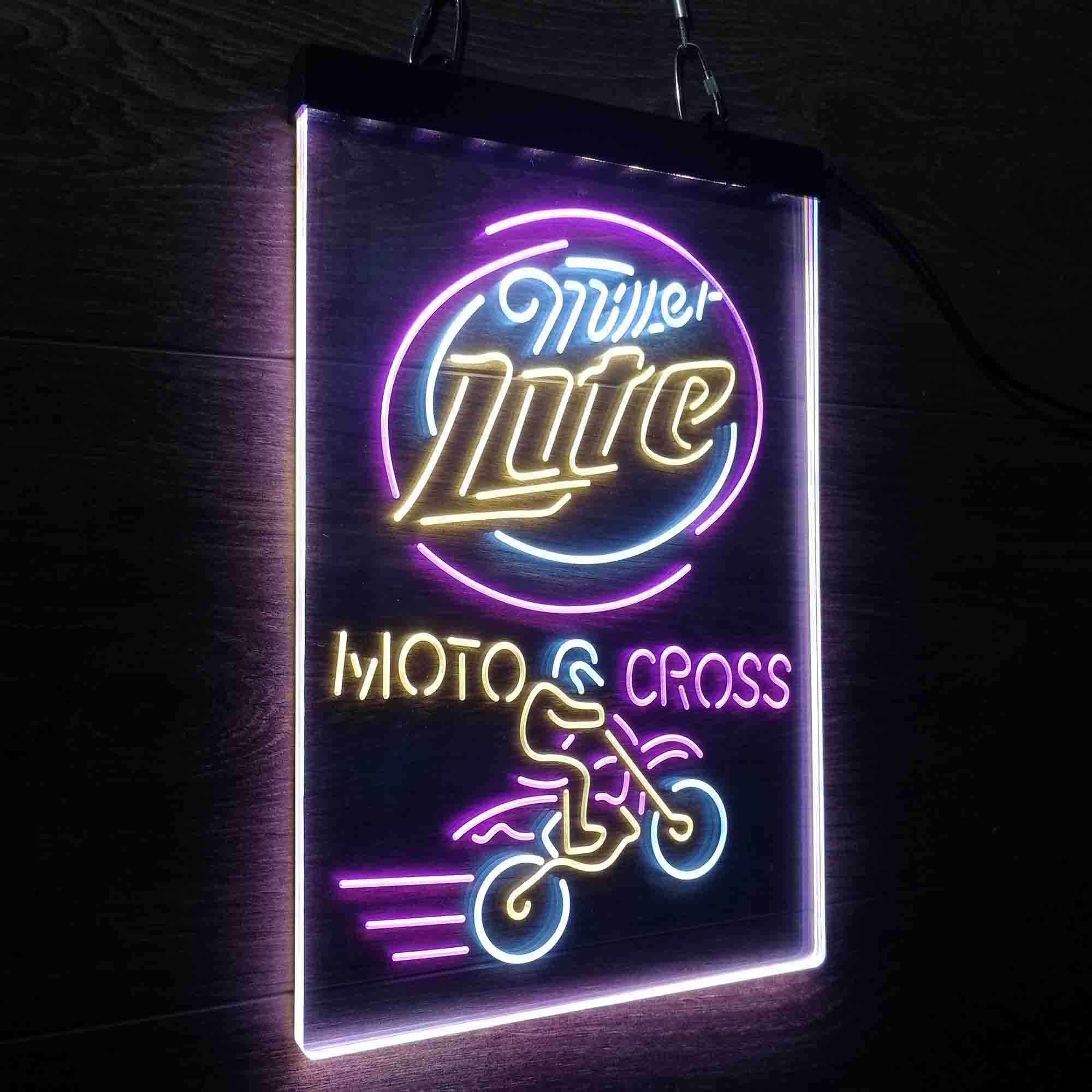 Miller Lite Moto Bike Neon 3-Color LED Sign