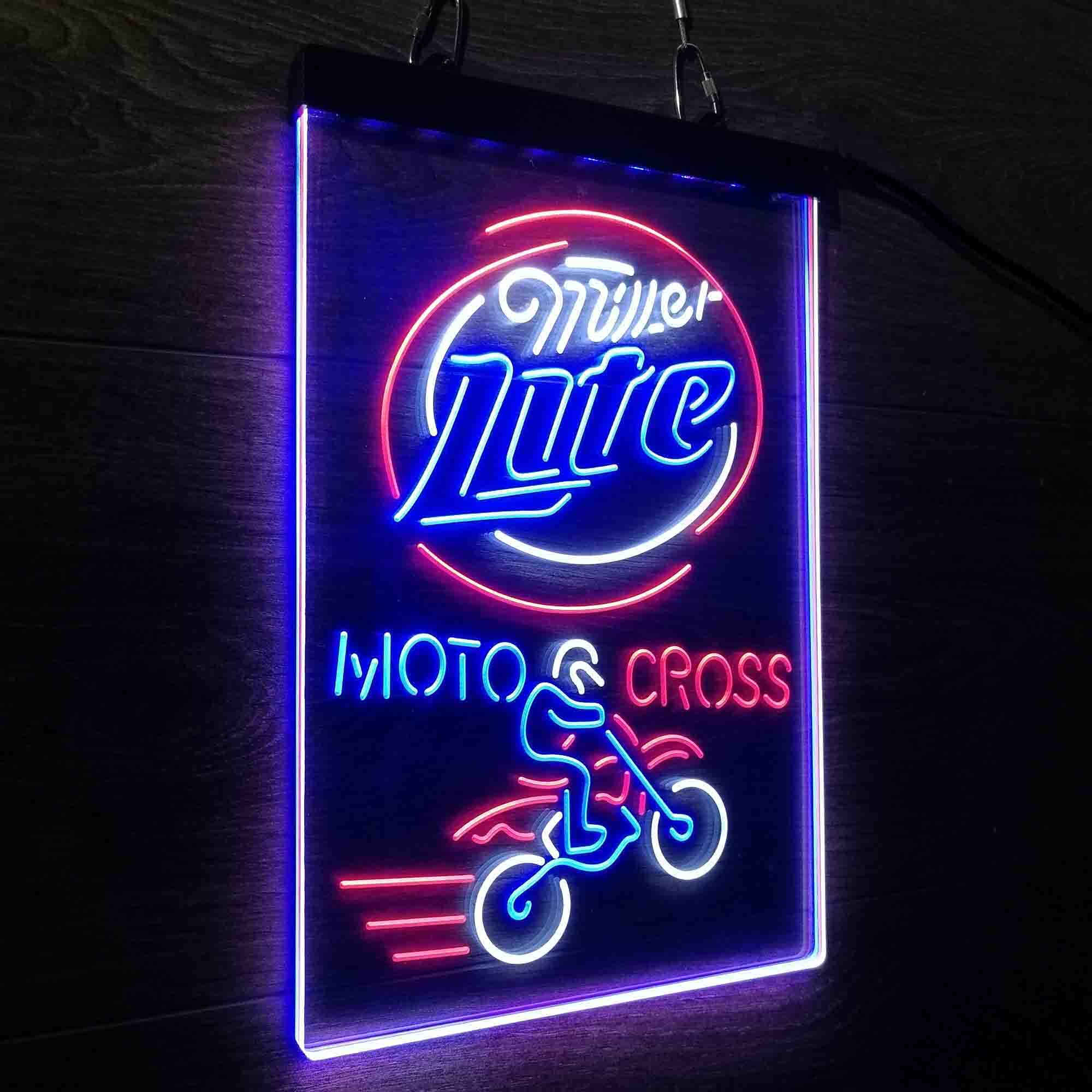 Miller Lite Moto Bike Neon 3-Color LED Sign