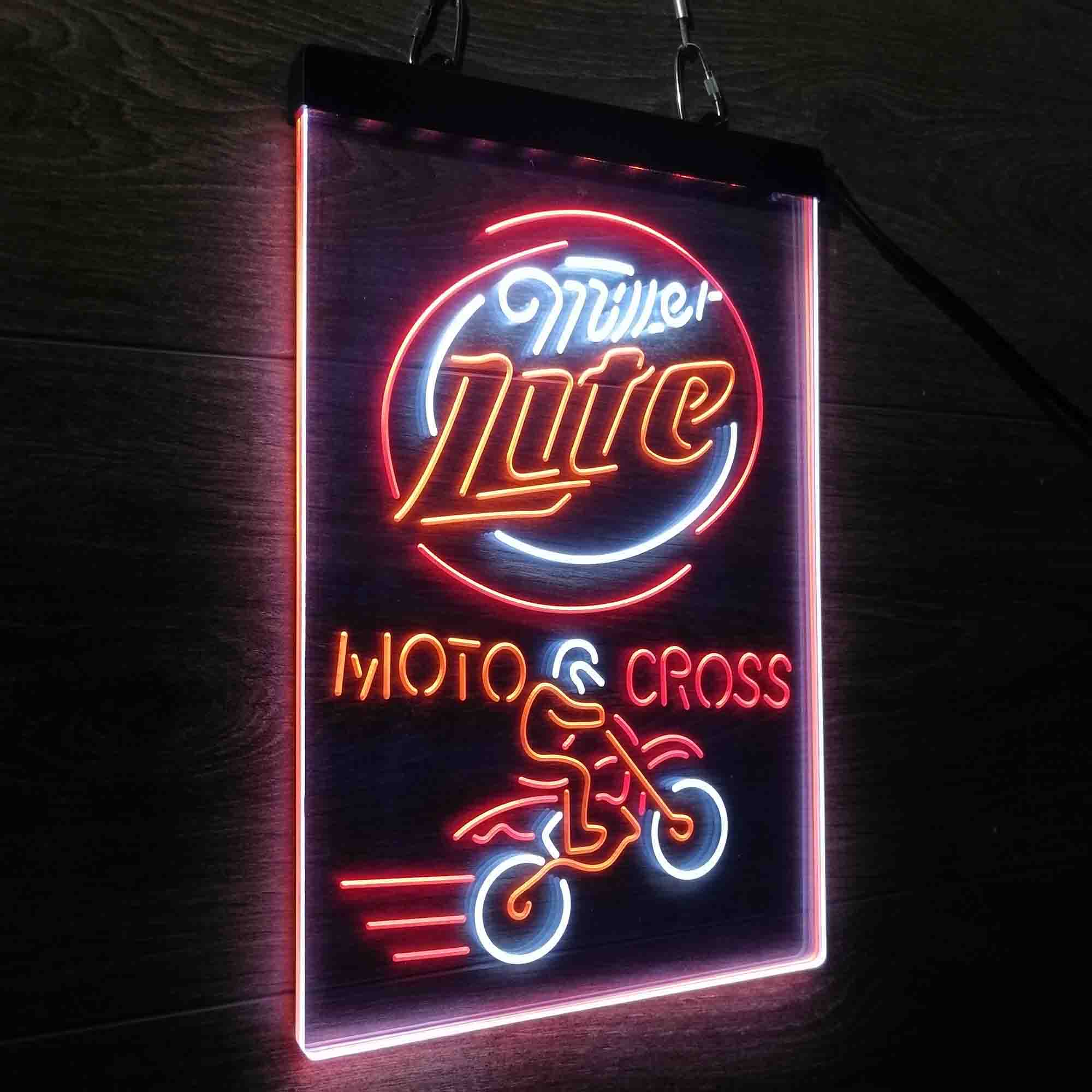 Miller Lite Moto Bike Neon 3-Color LED Sign