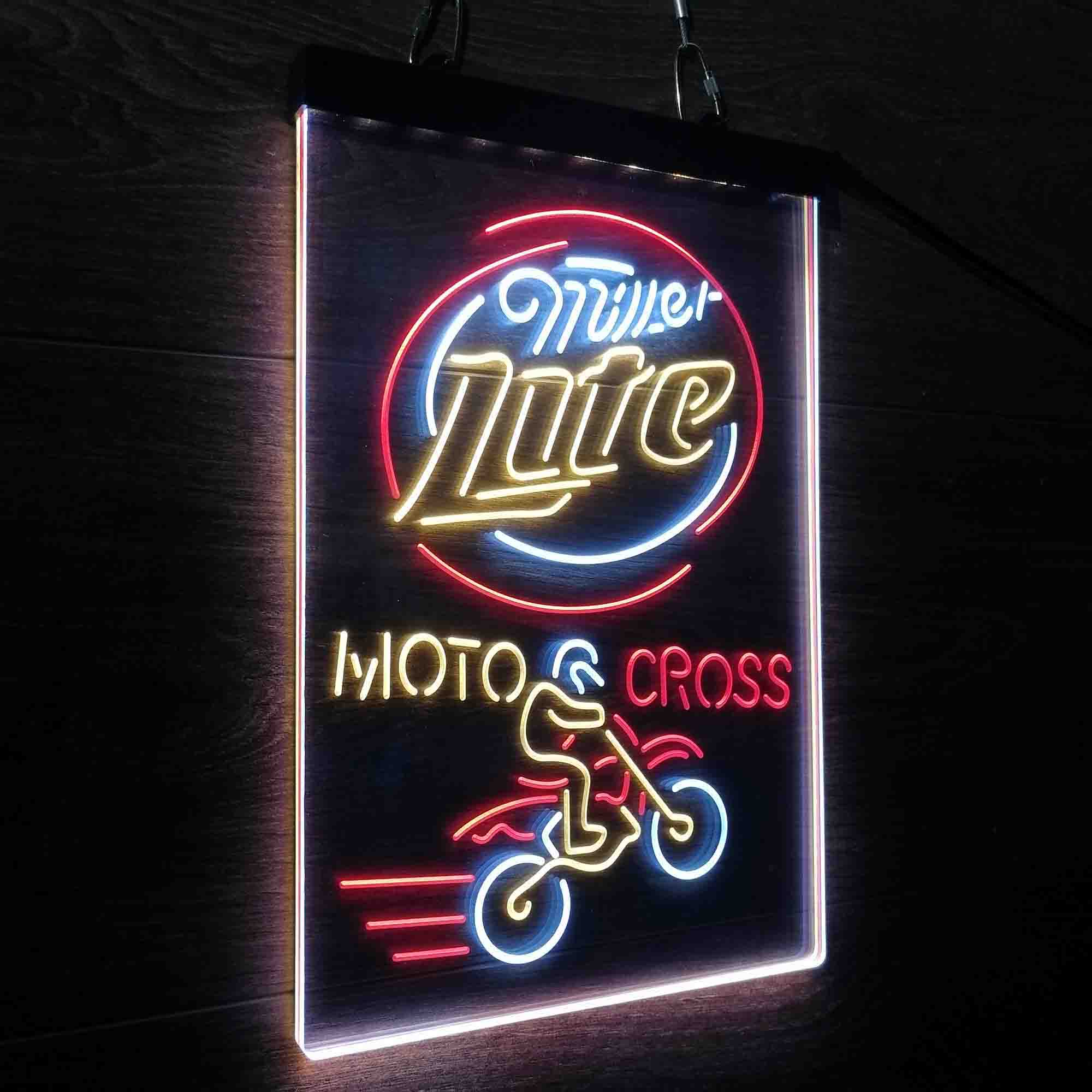 Miller Lite Moto Bike Neon 3-Color LED Sign