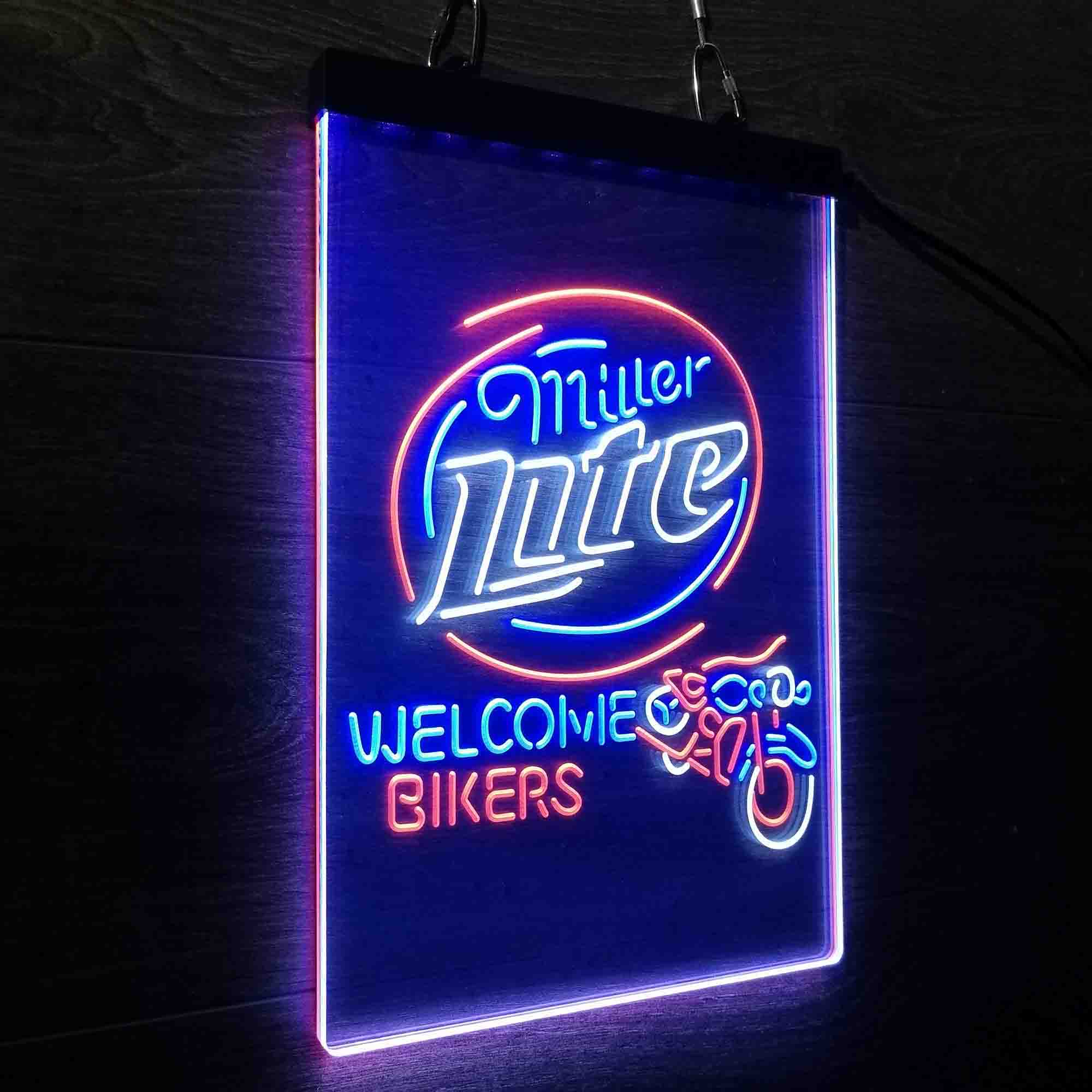 Miller Lite Motorcycle Garage Neon 3-Color LED Sign