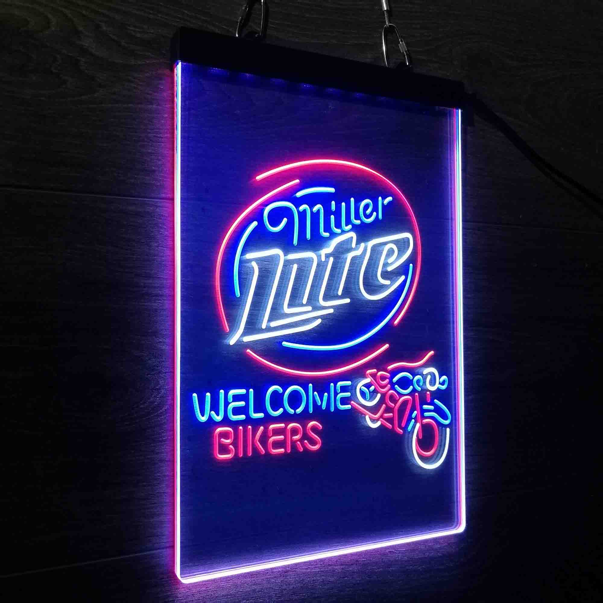 Miller Lite Motorcycle Garage Neon 3-Color LED Sign