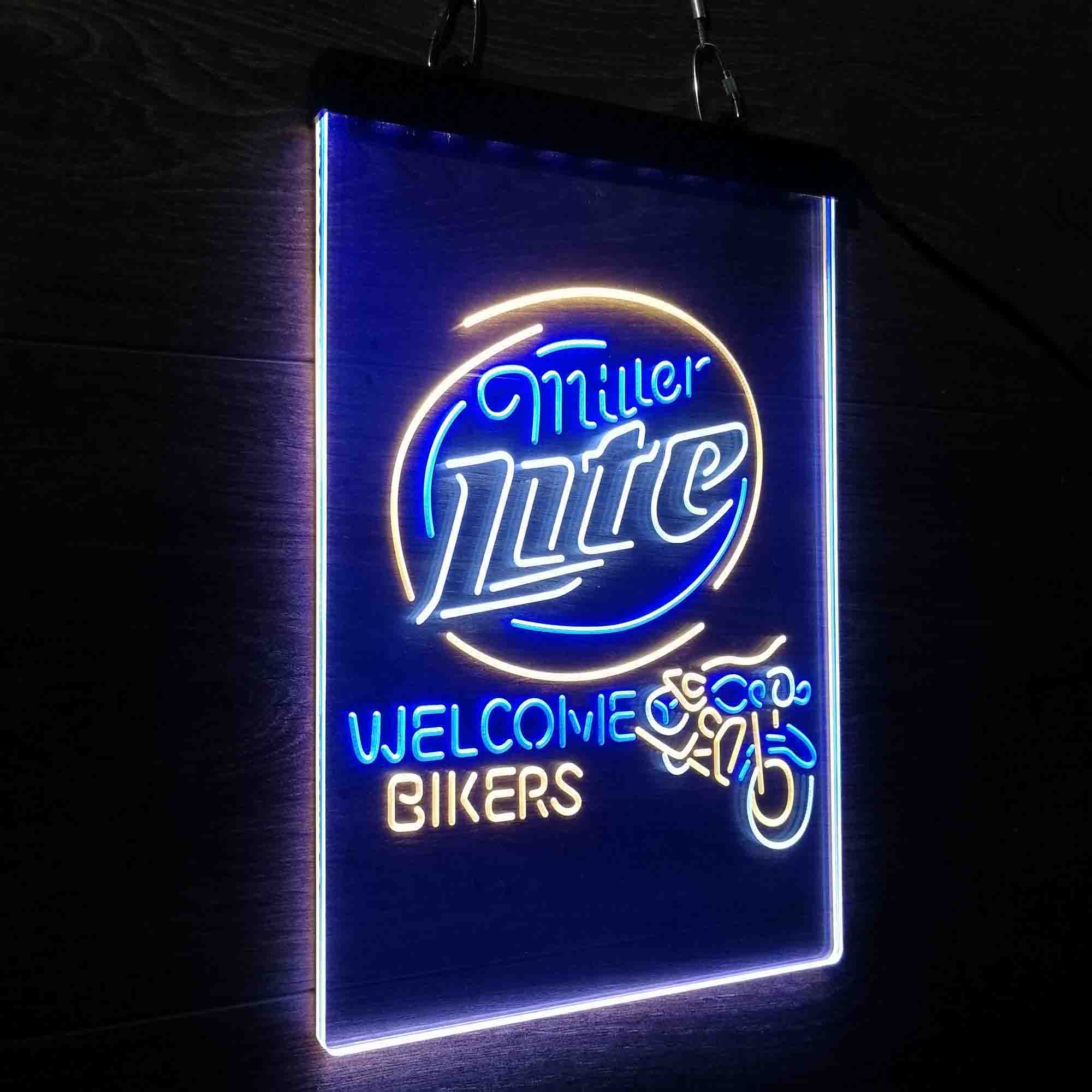 Miller Lite Motorcycle Garage Neon 3-Color LED Sign