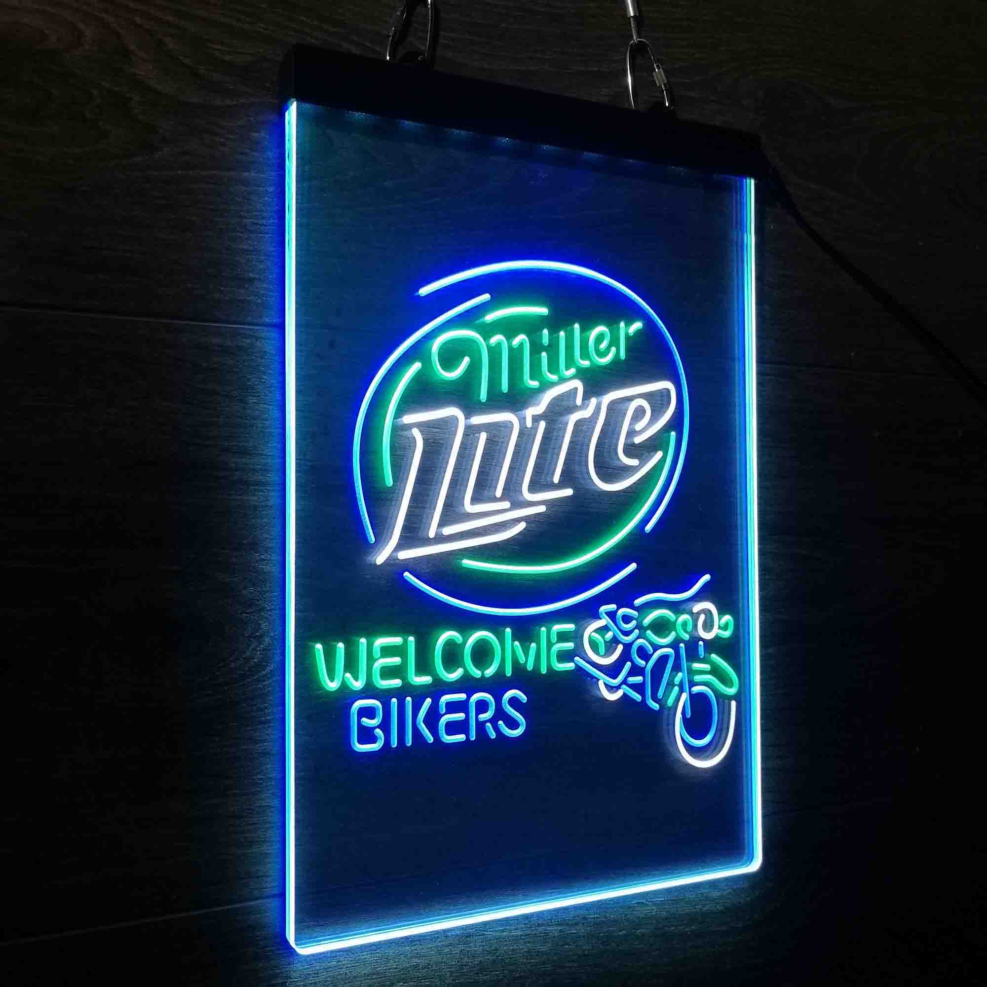 Miller Lite Motorcycle Garage Neon 3-Color LED Sign