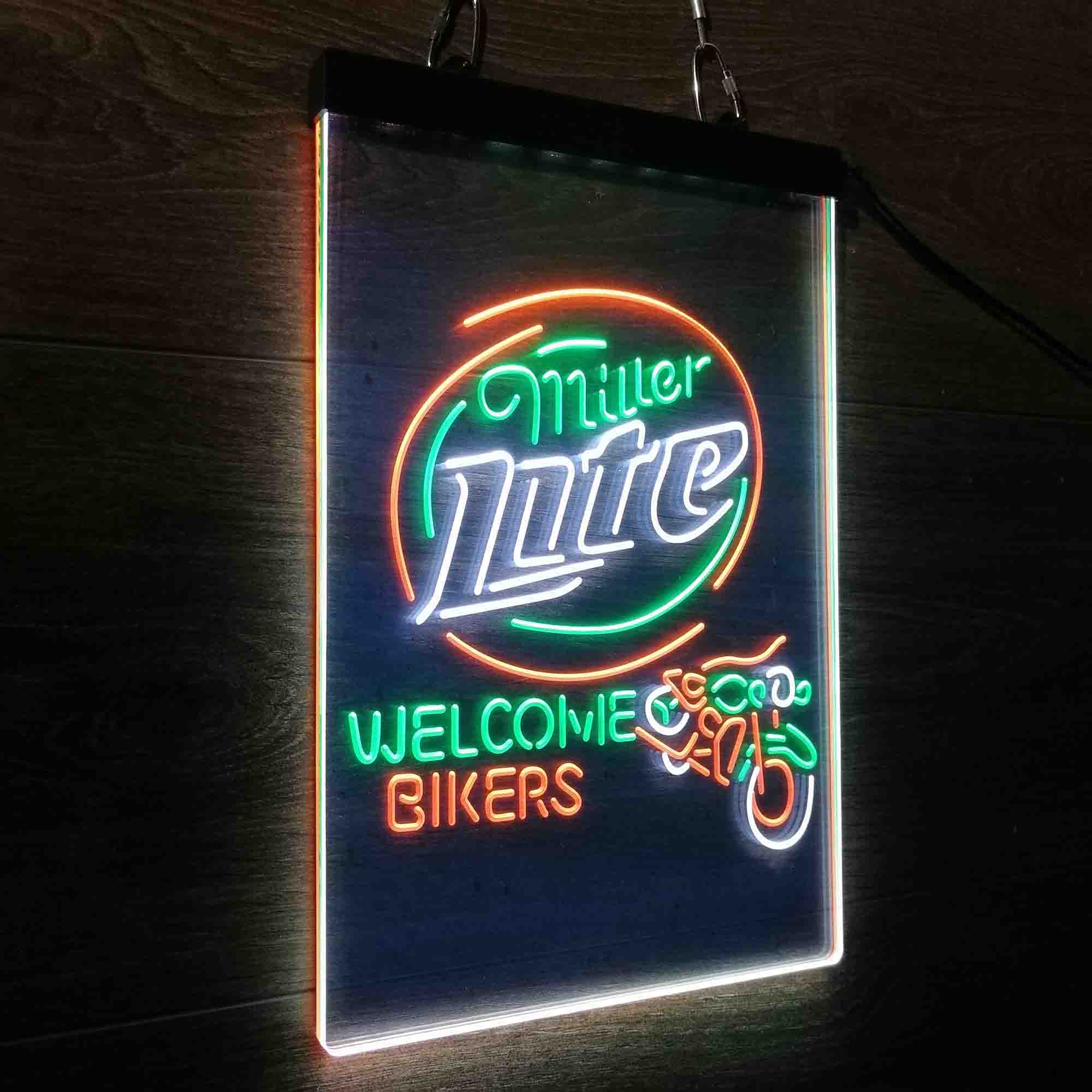 Miller Lite Motorcycle Garage Neon 3-Color LED Sign