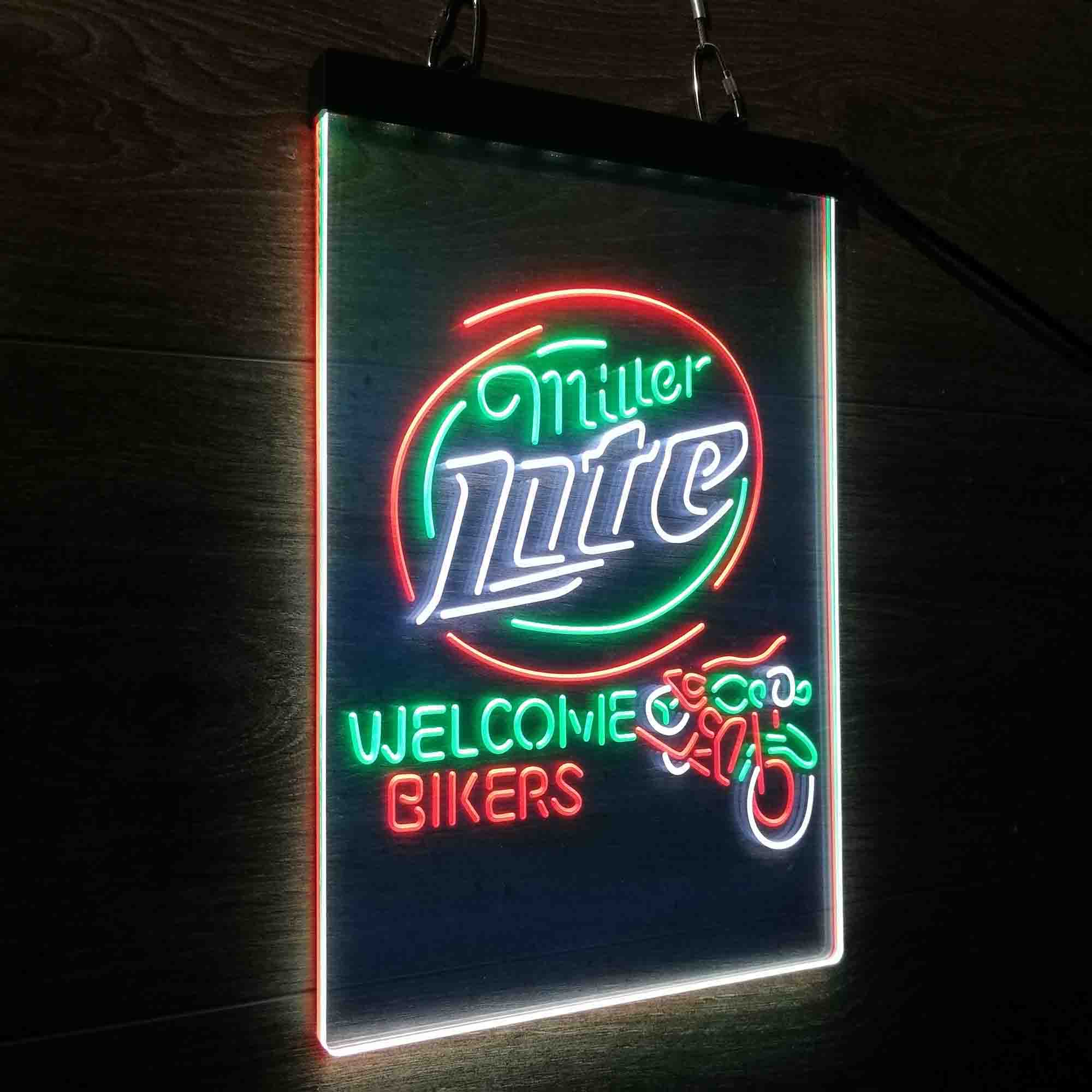 Miller Lite Motorcycle Garage Neon 3-Color LED Sign