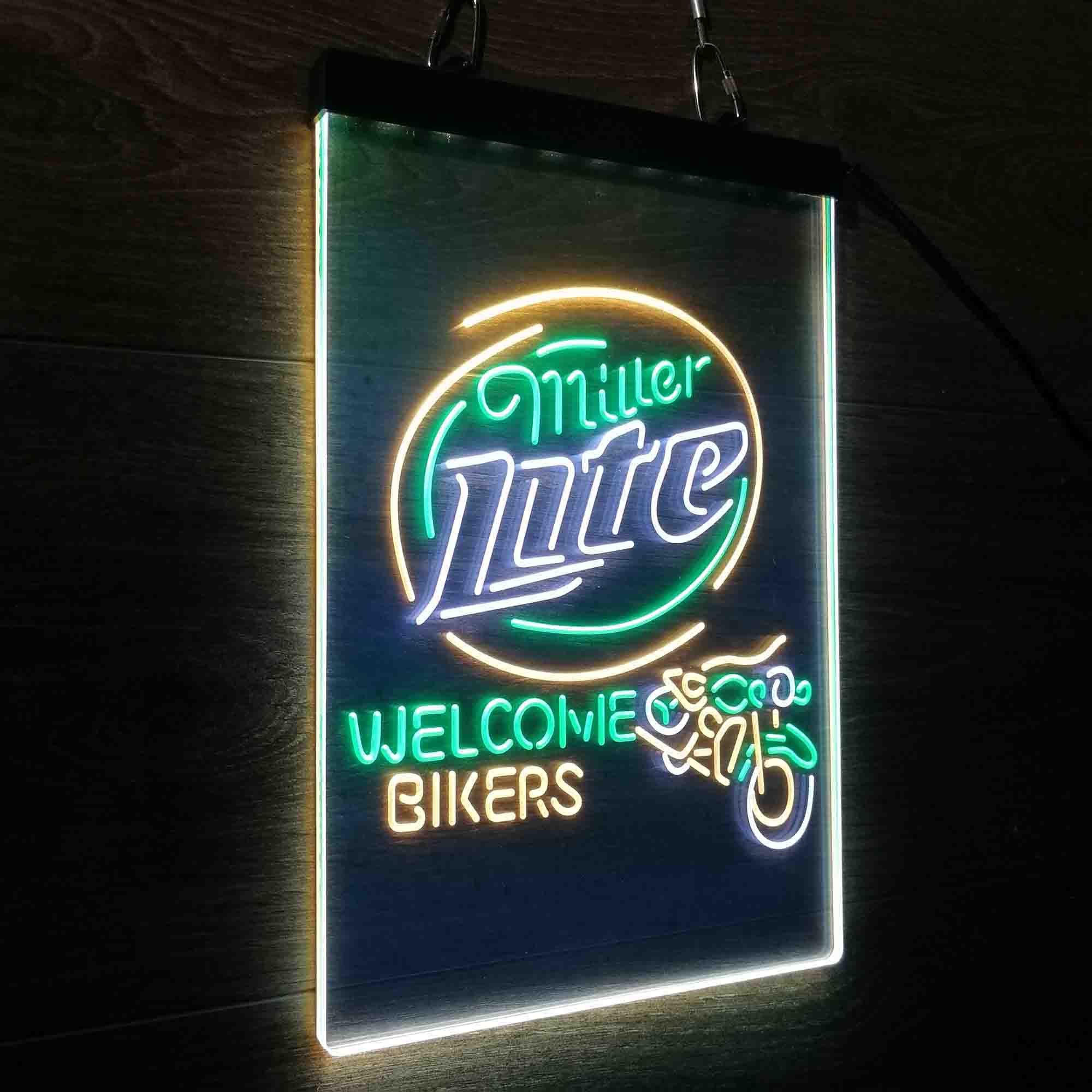 Miller Lite Motorcycle Garage Neon 3-Color LED Sign