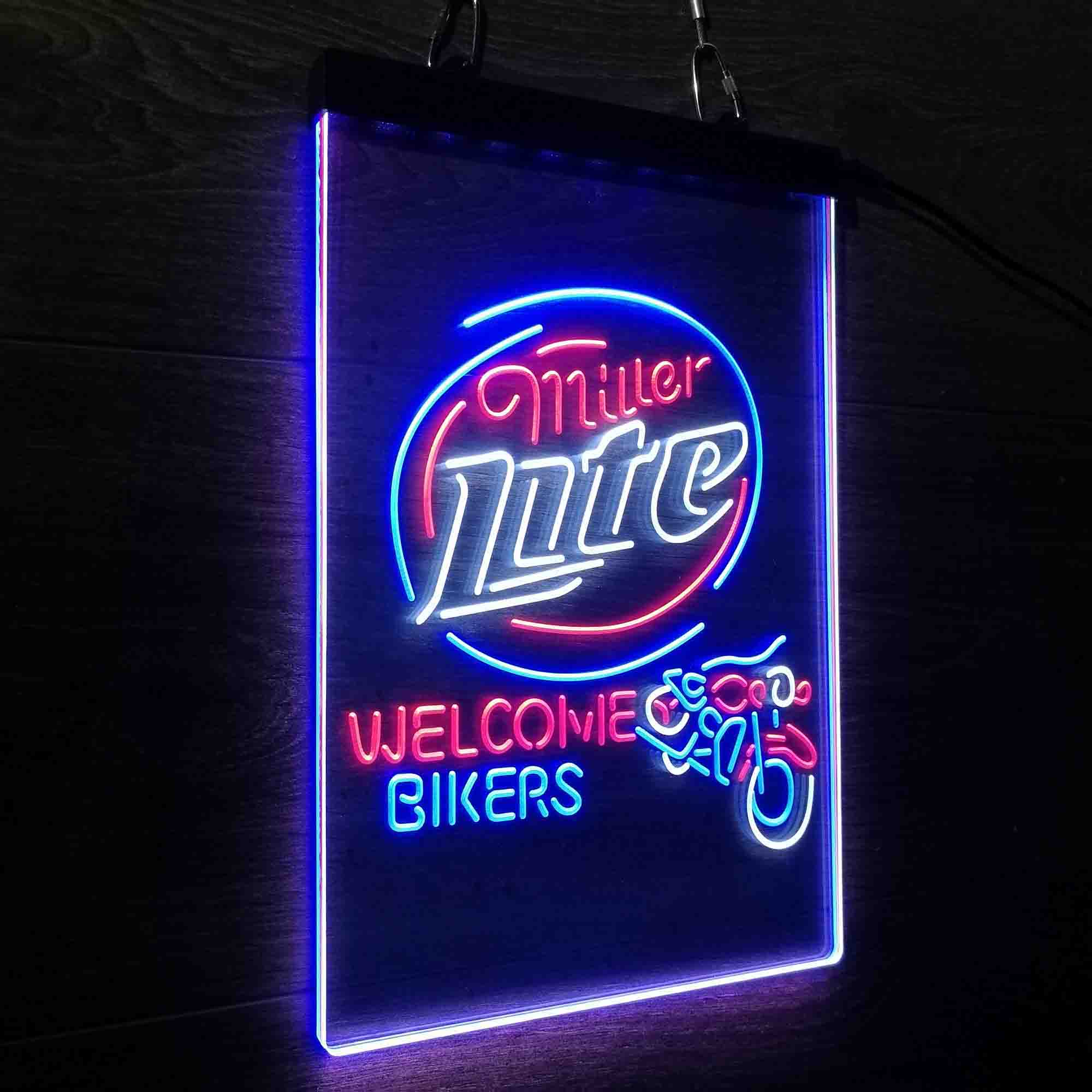 Miller Lite Motorcycle Garage Neon 3-Color LED Sign