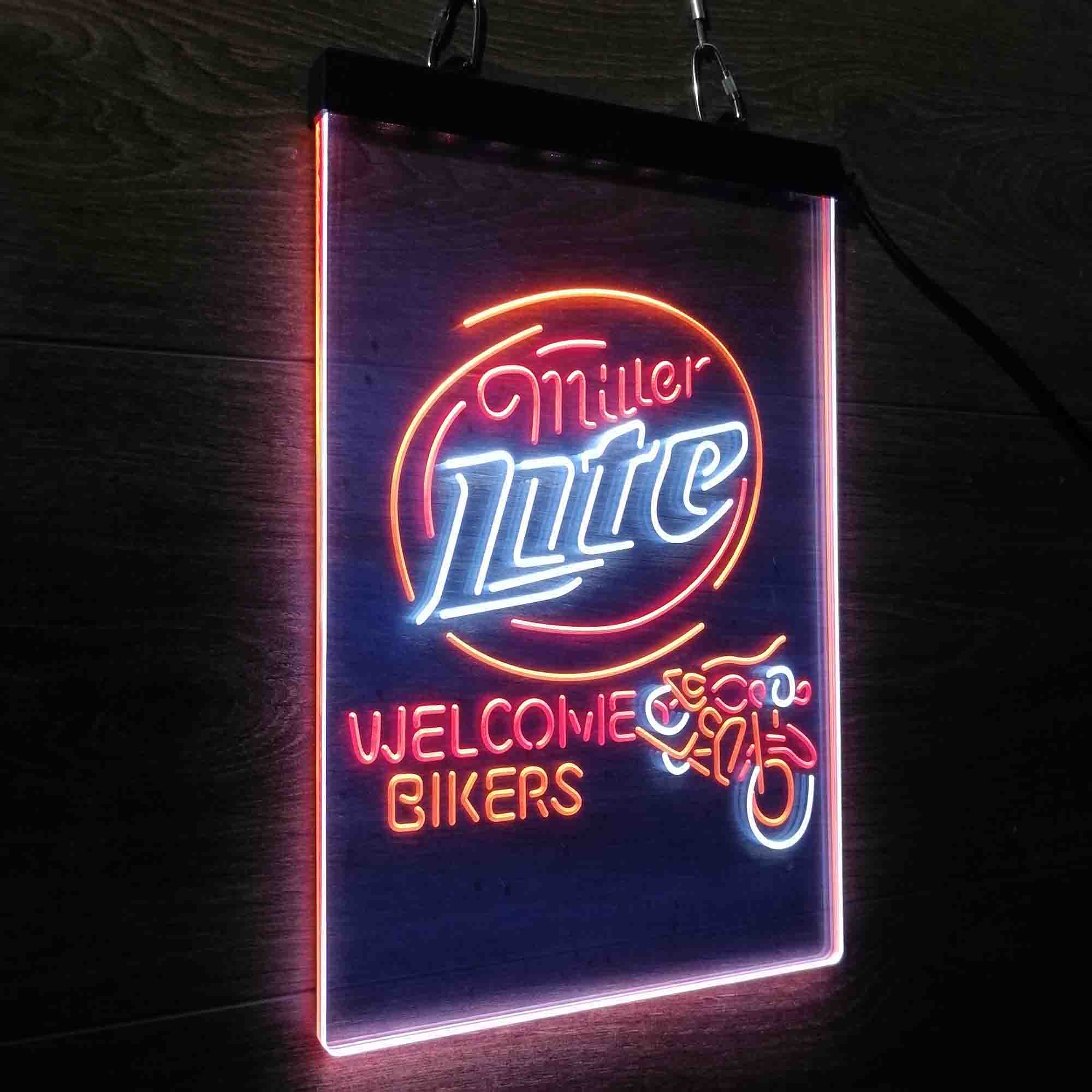 Miller Lite Motorcycle Garage Neon 3-Color LED Sign