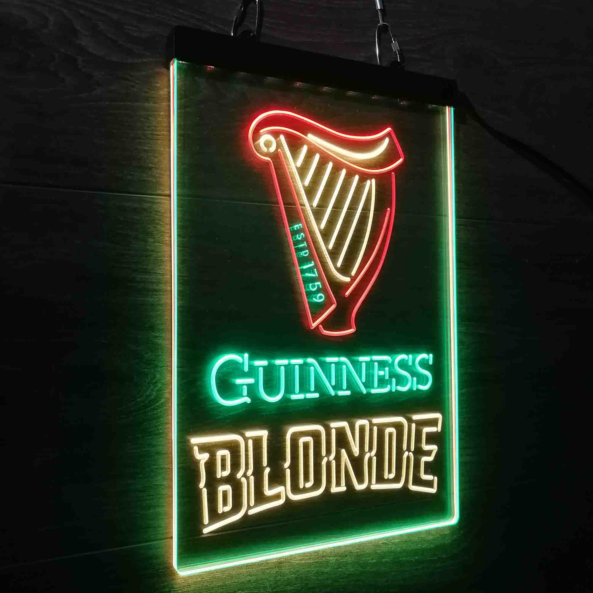 Guinness Blonde Golden Beer Neon 3-Color LED Sign