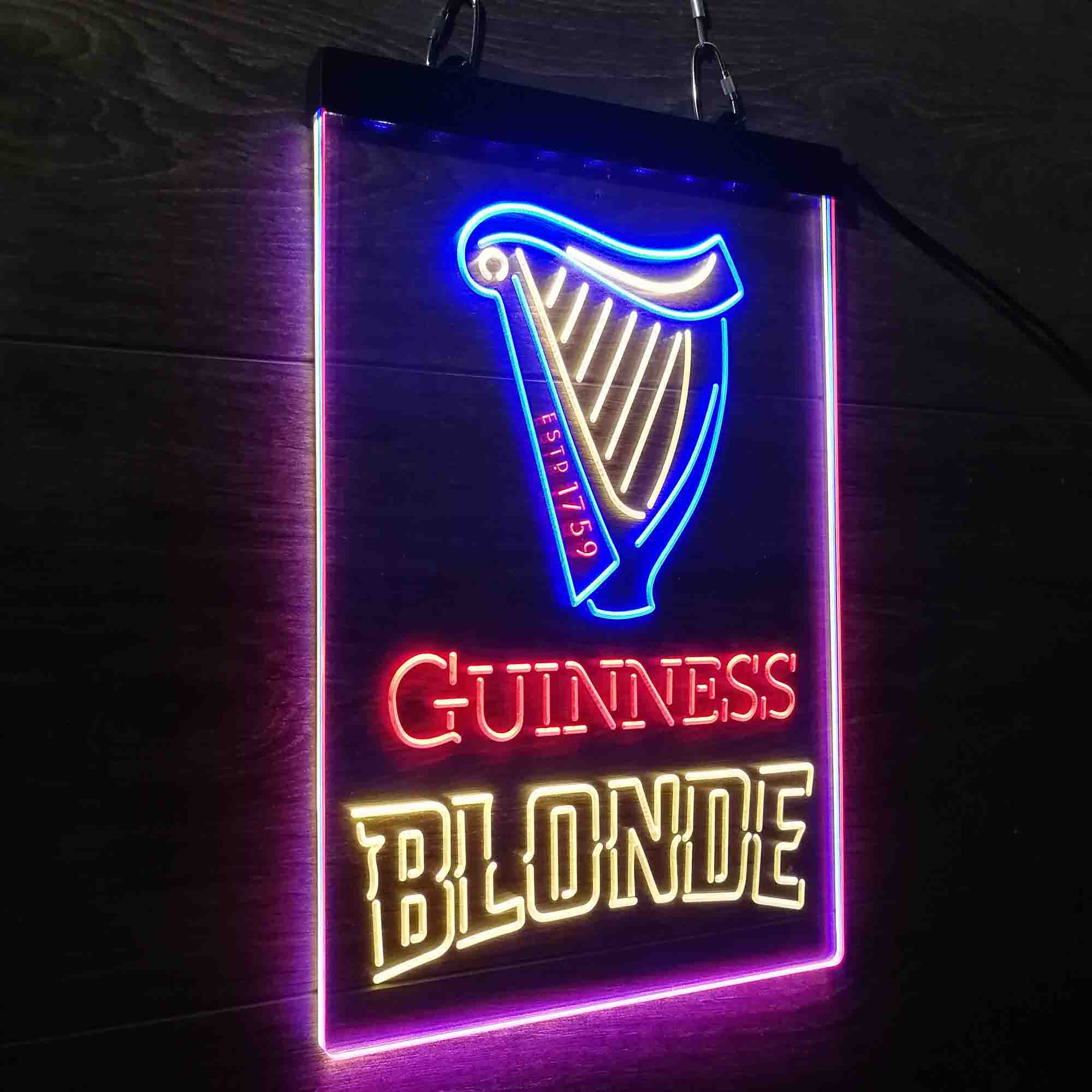 Guinness Blonde Golden Beer Neon 3-Color LED Sign