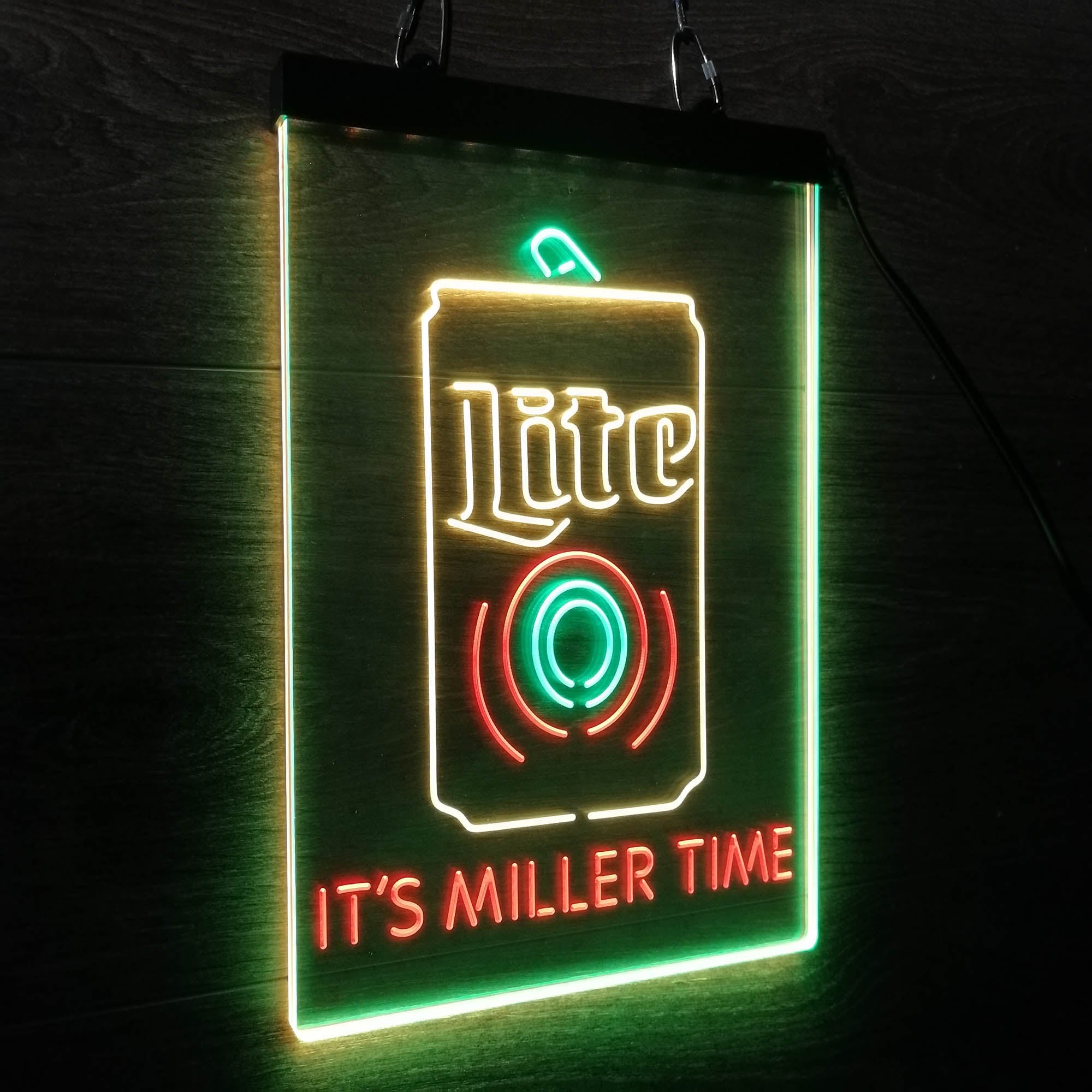 It's Miller Time Bottle Vertical Beer Neon 3-Color LED Sign