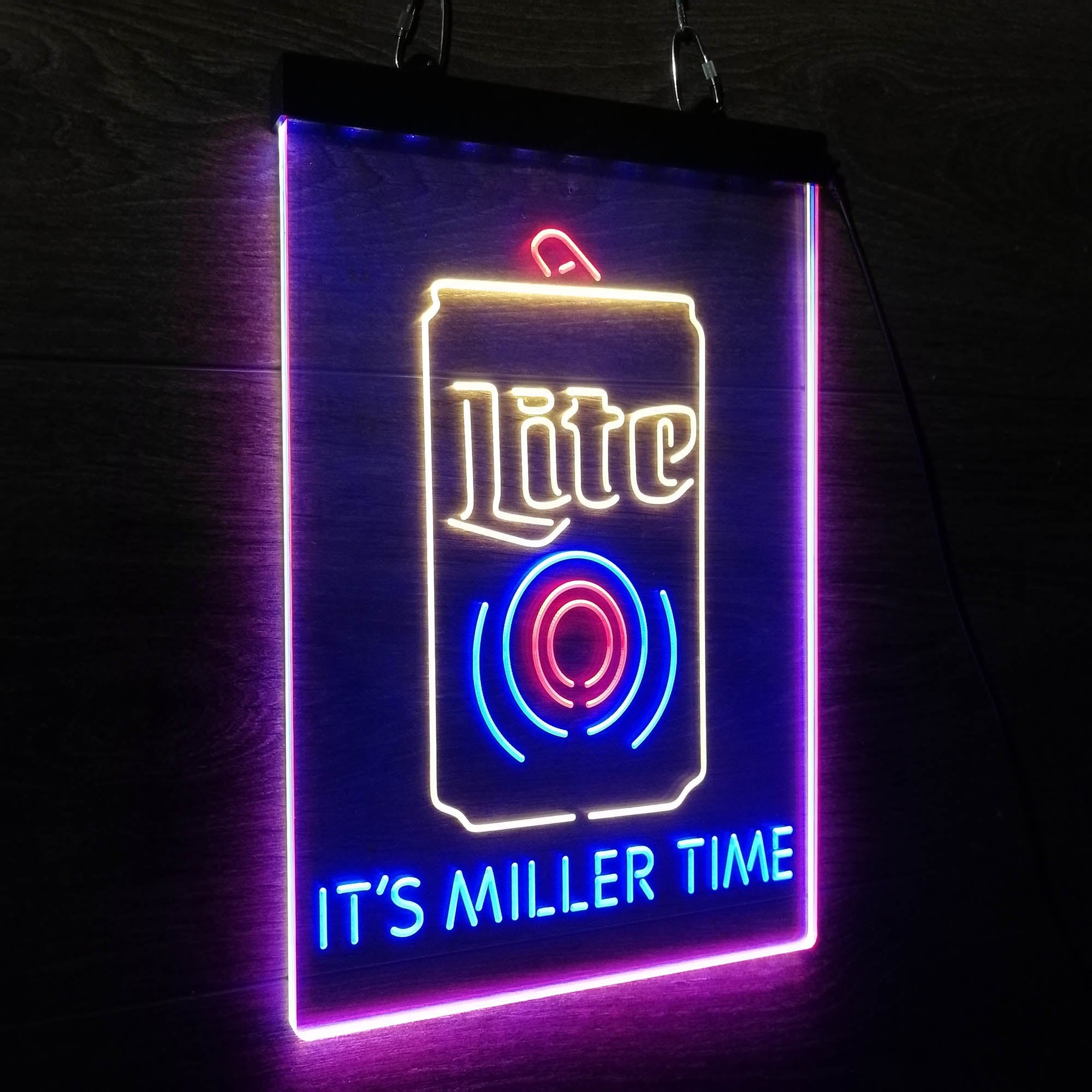 It's Miller Time Bottle Vertical Beer Neon 3-Color LED Sign