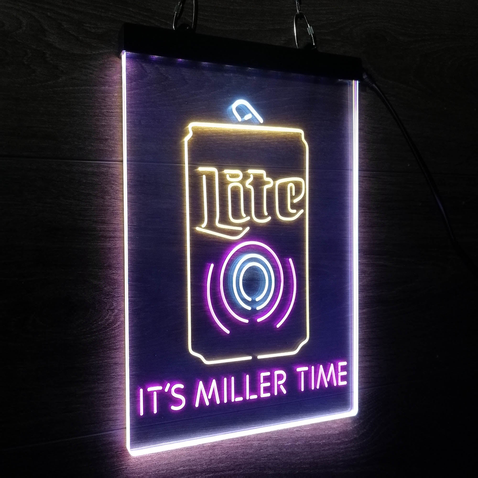 It's Miller Time Bottle Vertical Beer Neon 3-Color LED Sign