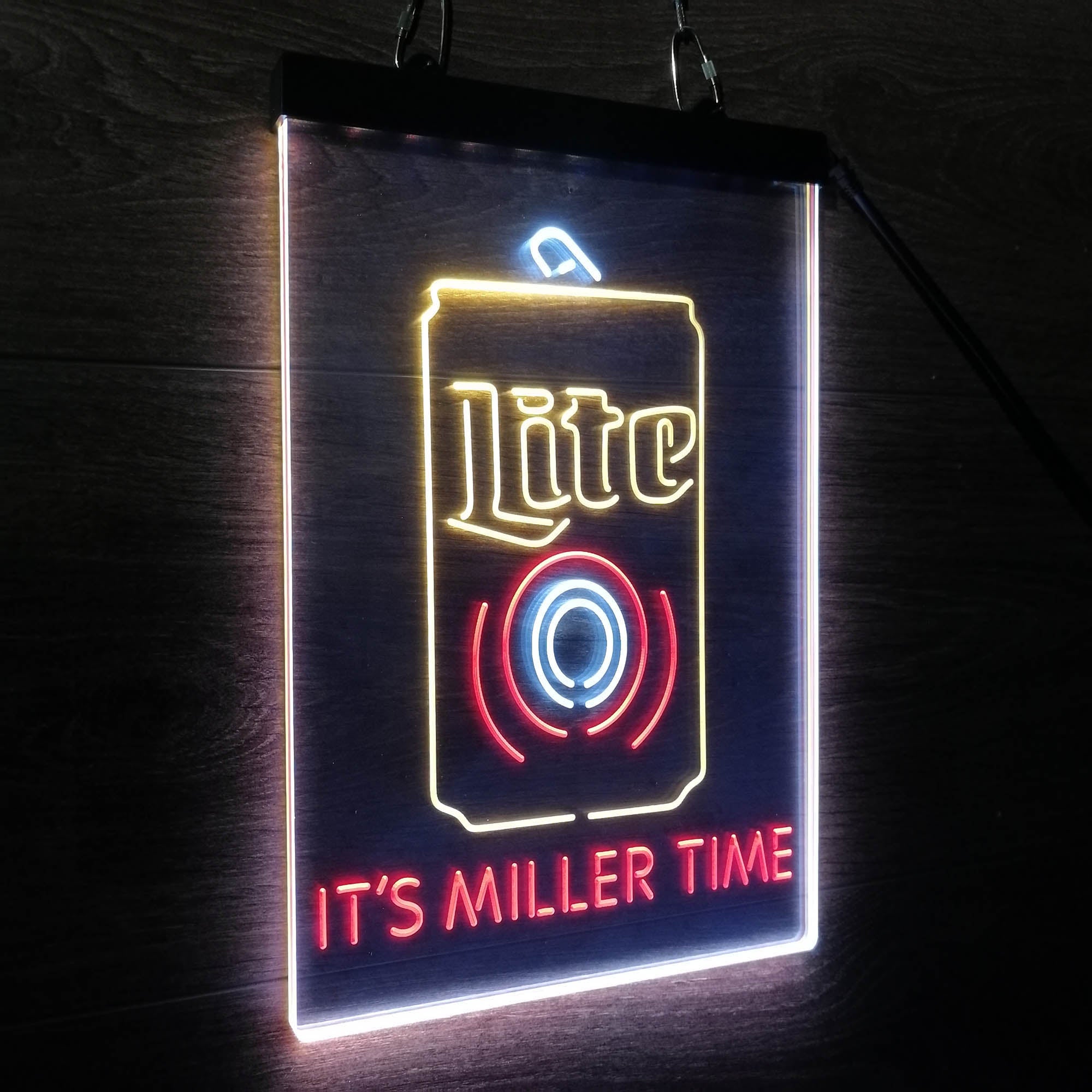 It's Miller Time Bottle Vertical Beer Neon 3-Color LED Sign