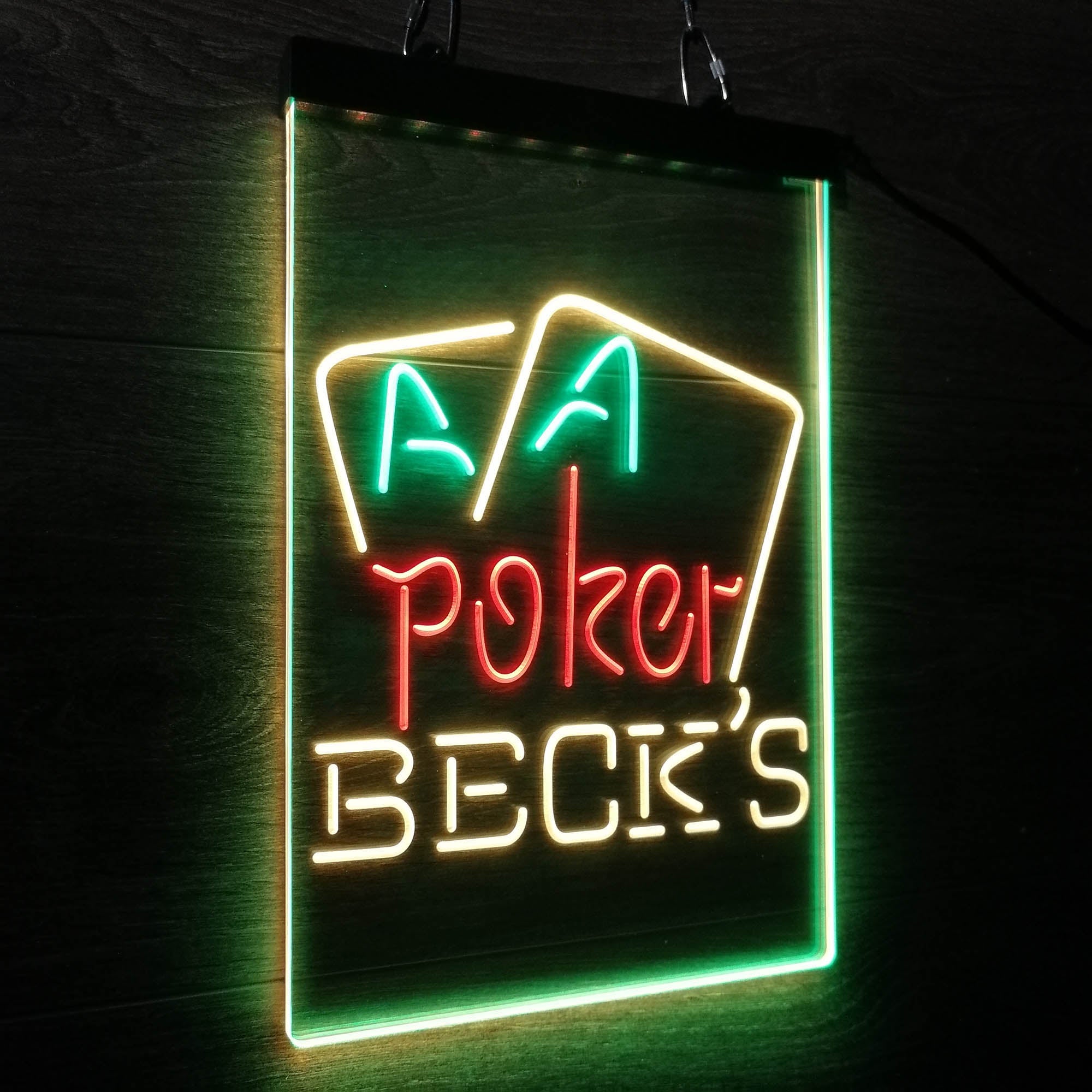 Beck's Poker Beer Neon 3-Color LED Sign