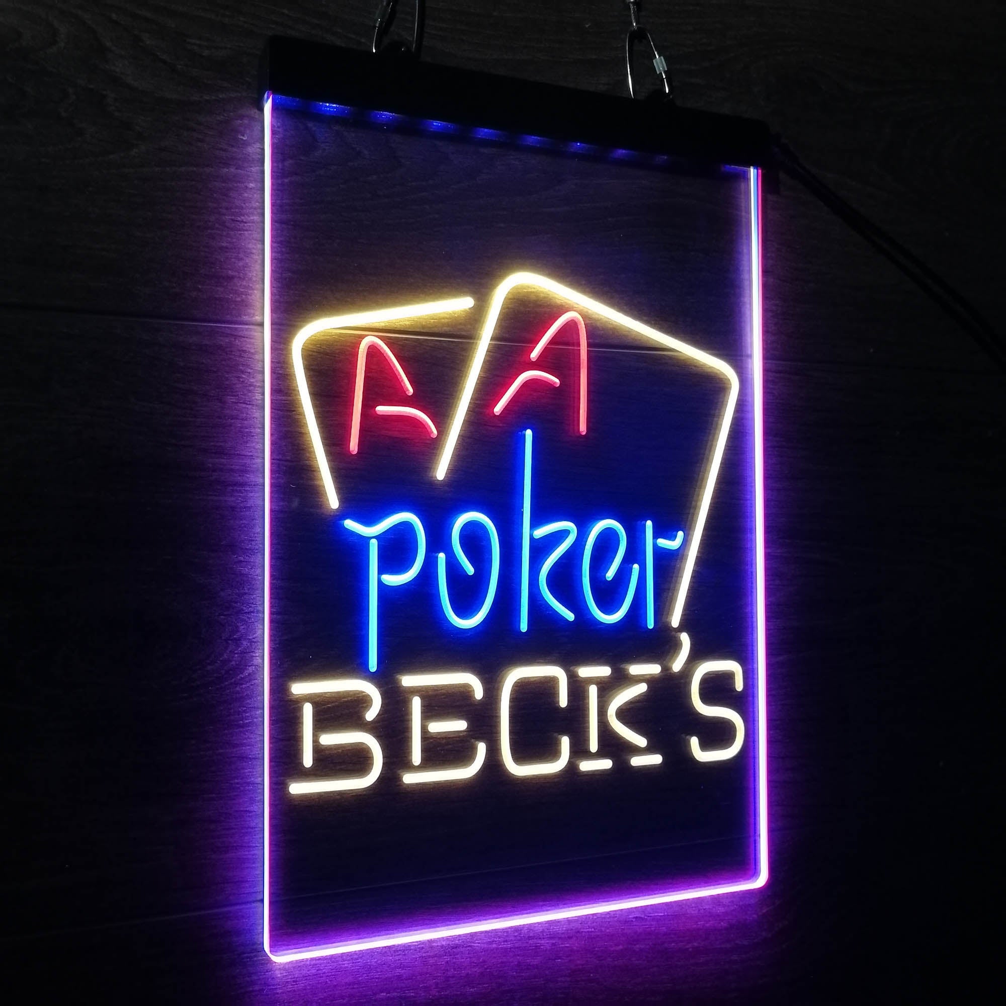 Beck's Poker Beer Neon 3-Color LED Sign