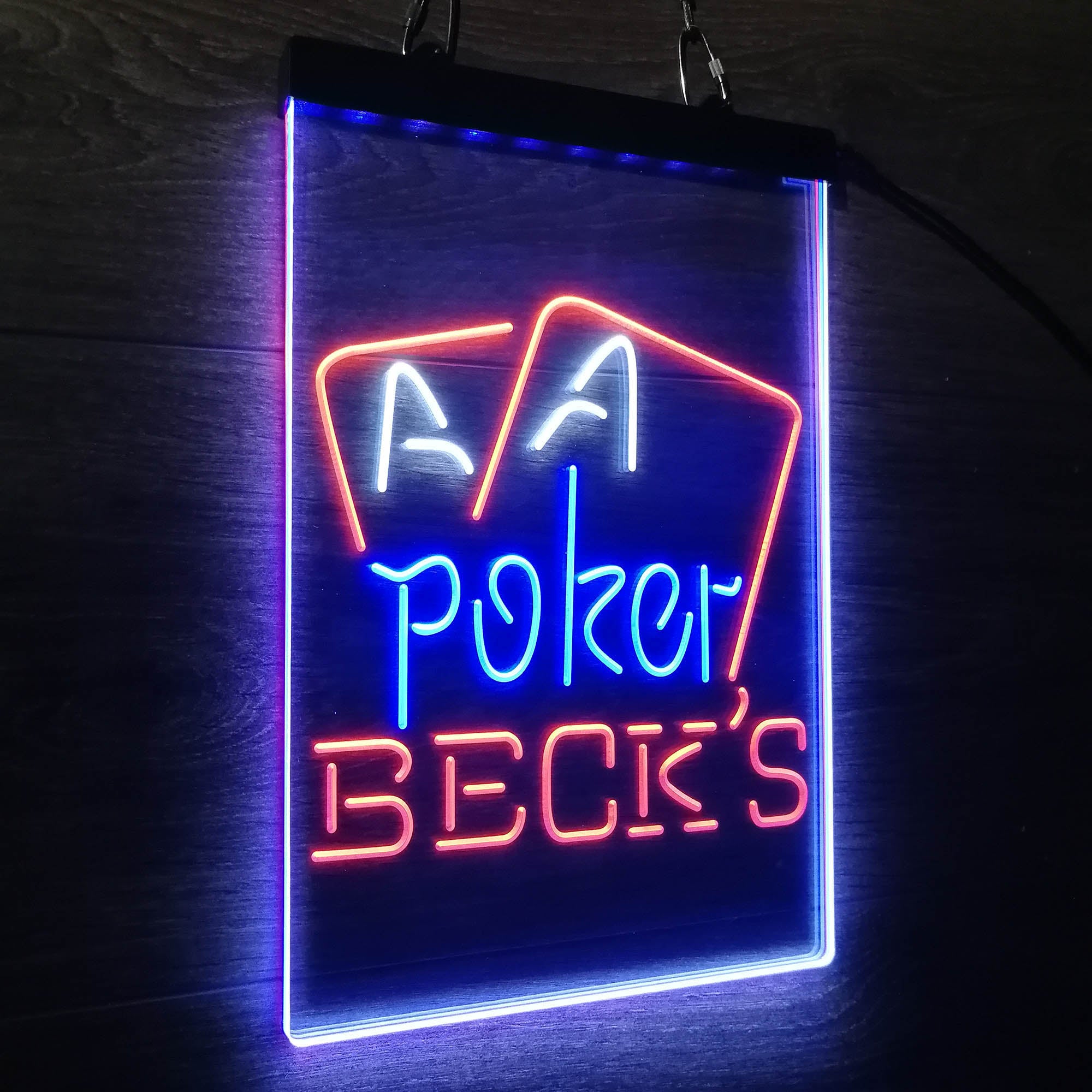 Beck's Poker Beer Neon 3-Color LED Sign