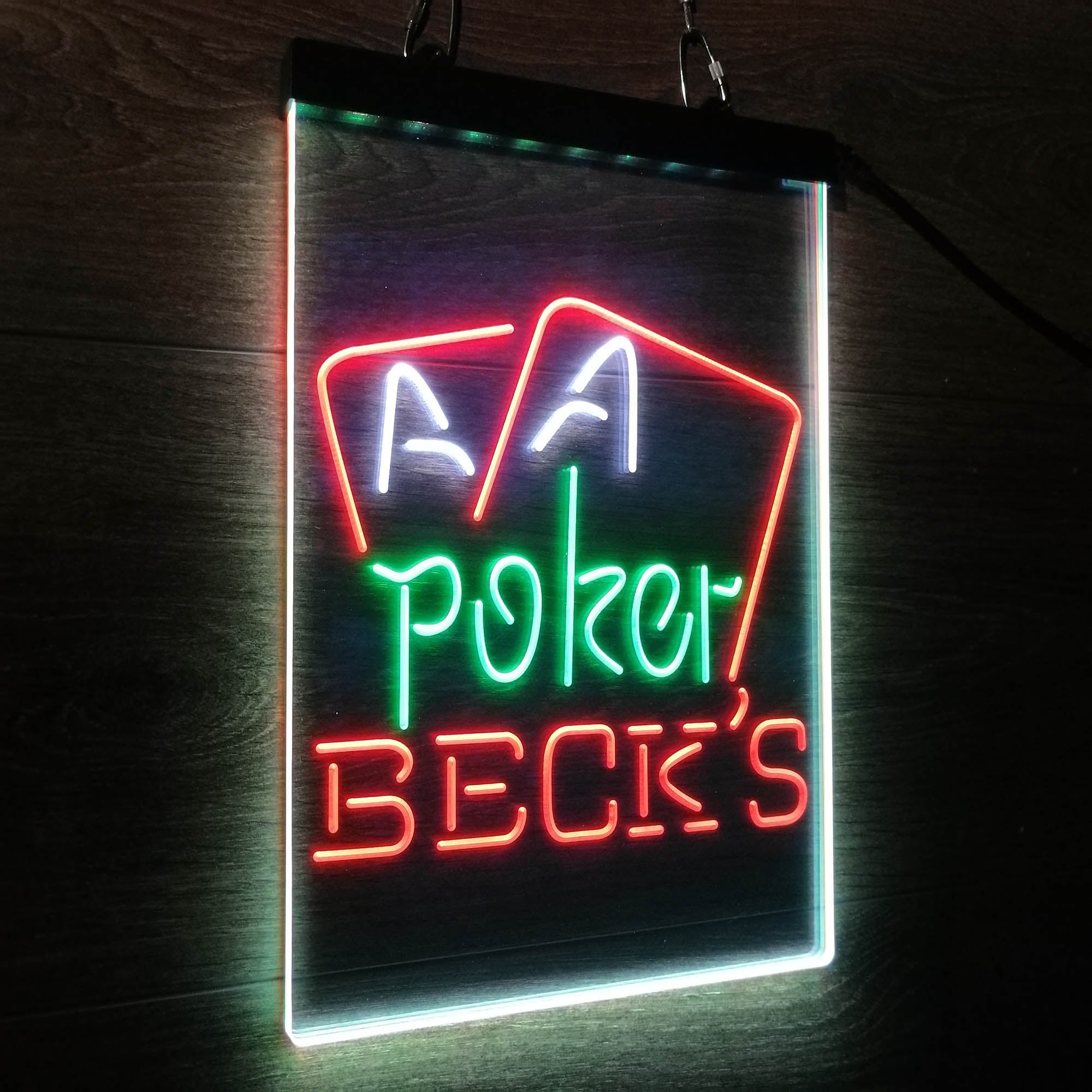 Beck's Poker Beer Neon 3-Color LED Sign