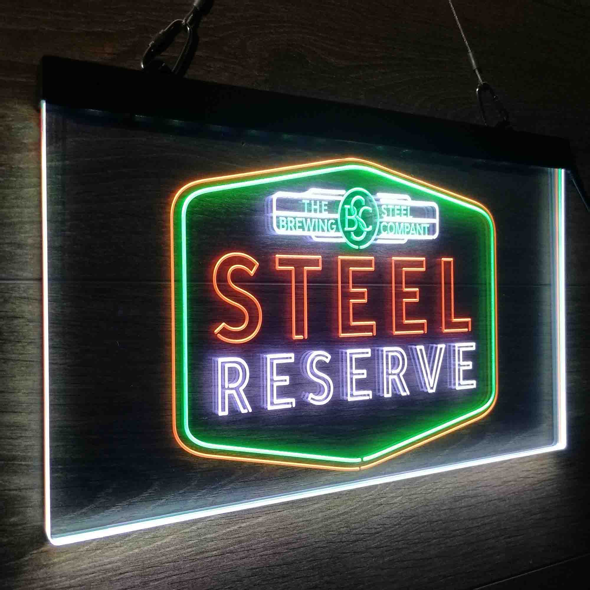 Steel Reserve Brewing Co. Neon 3-Color LED Sign