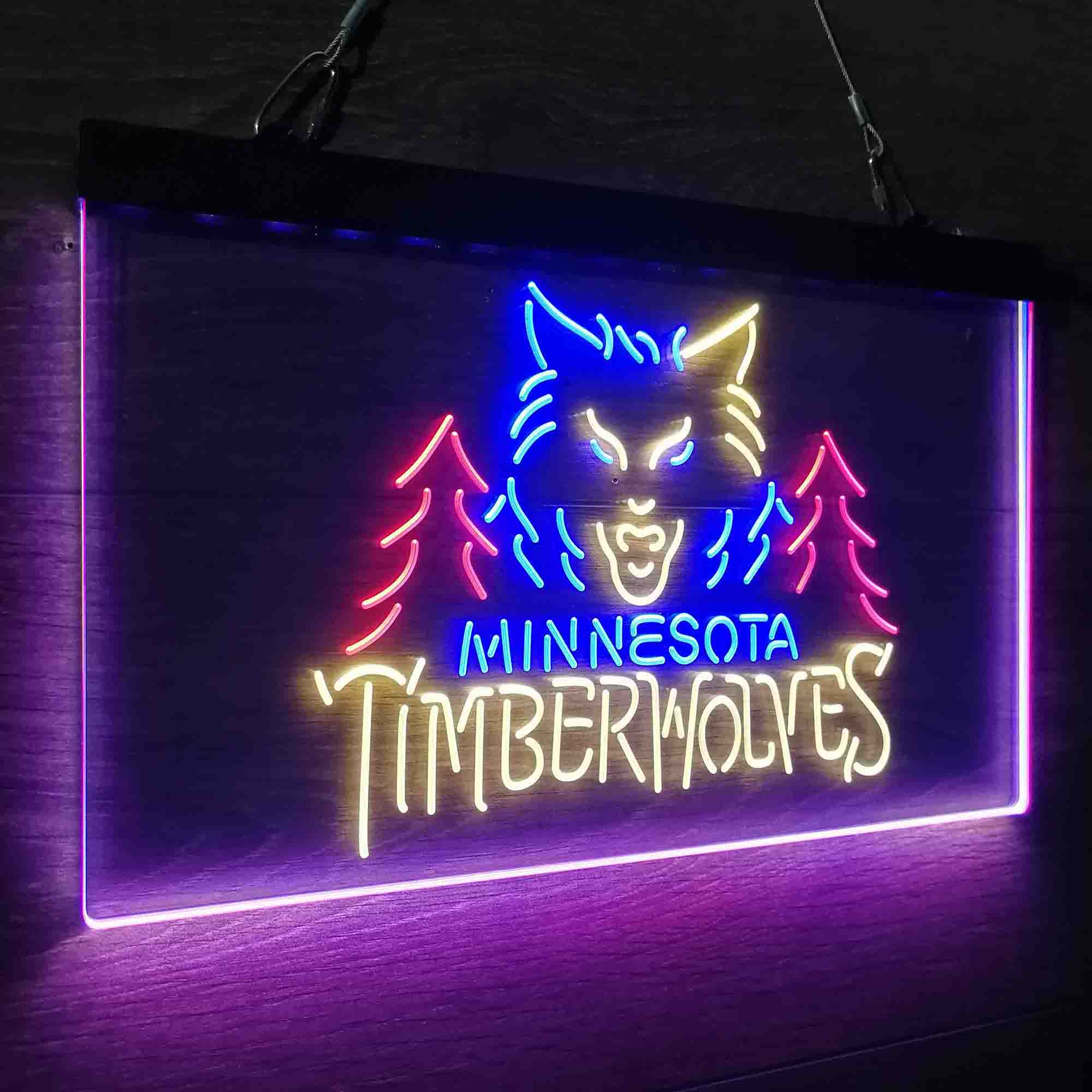 Minnesota Timberwolves Hockey Neon 3-Color LED Sign