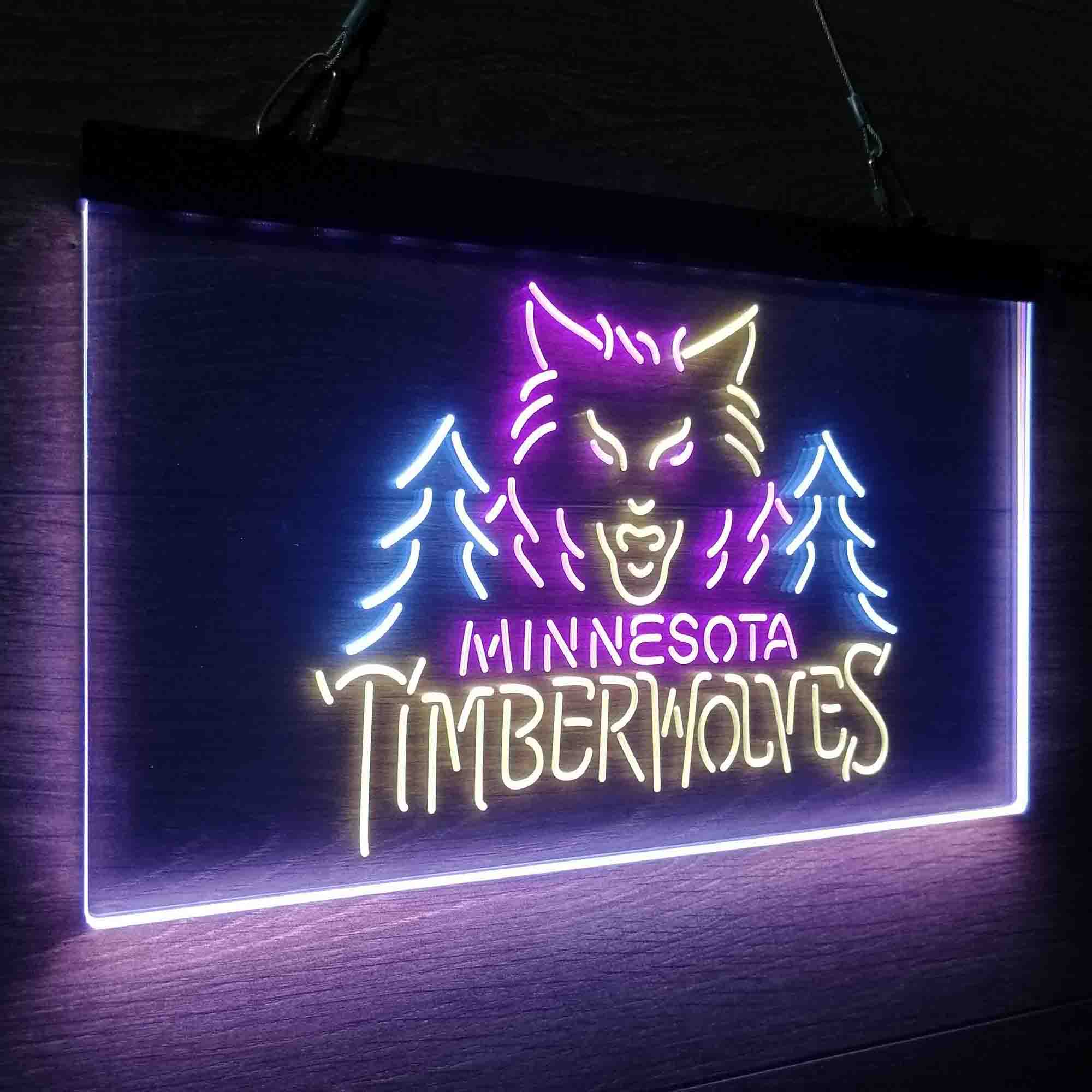 Minnesota Timberwolves Hockey Neon 3-Color LED Sign