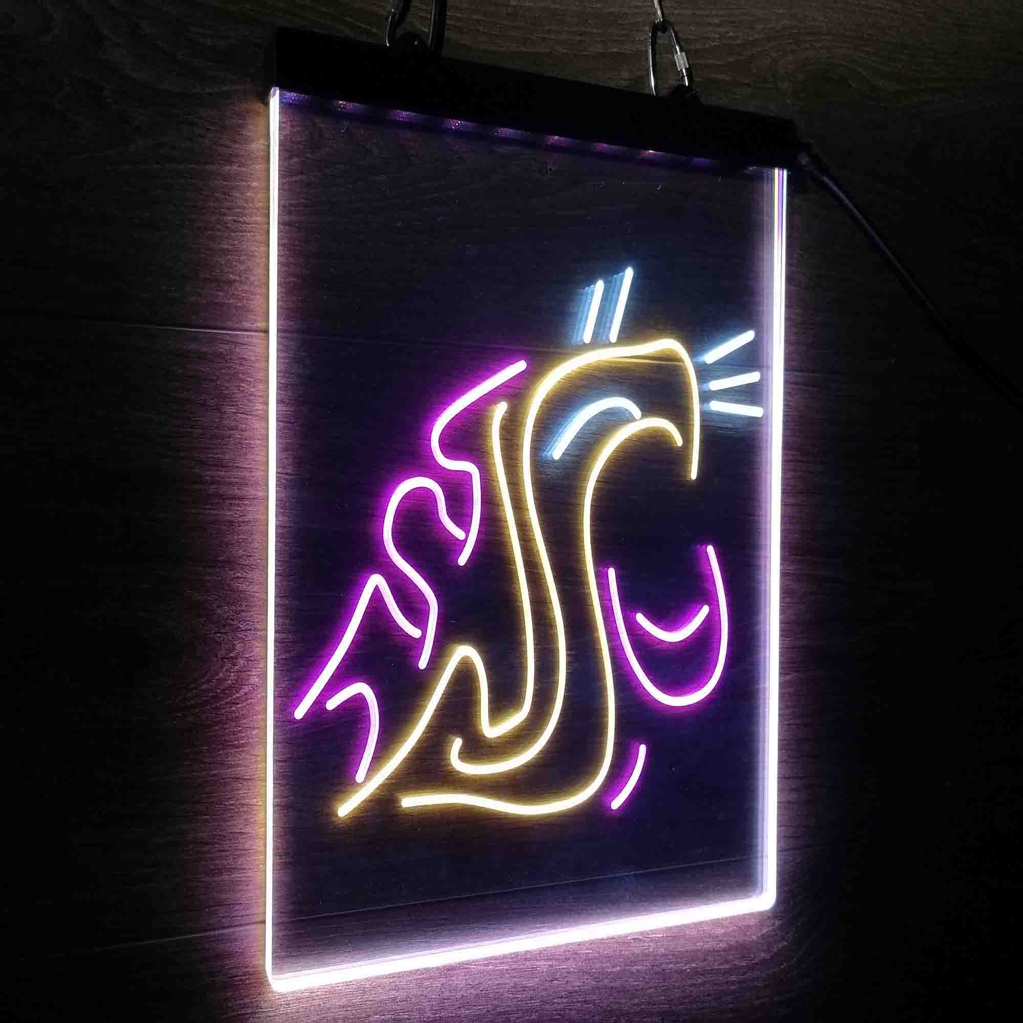 Washington State Cougar Neon 3-Color LED Sign