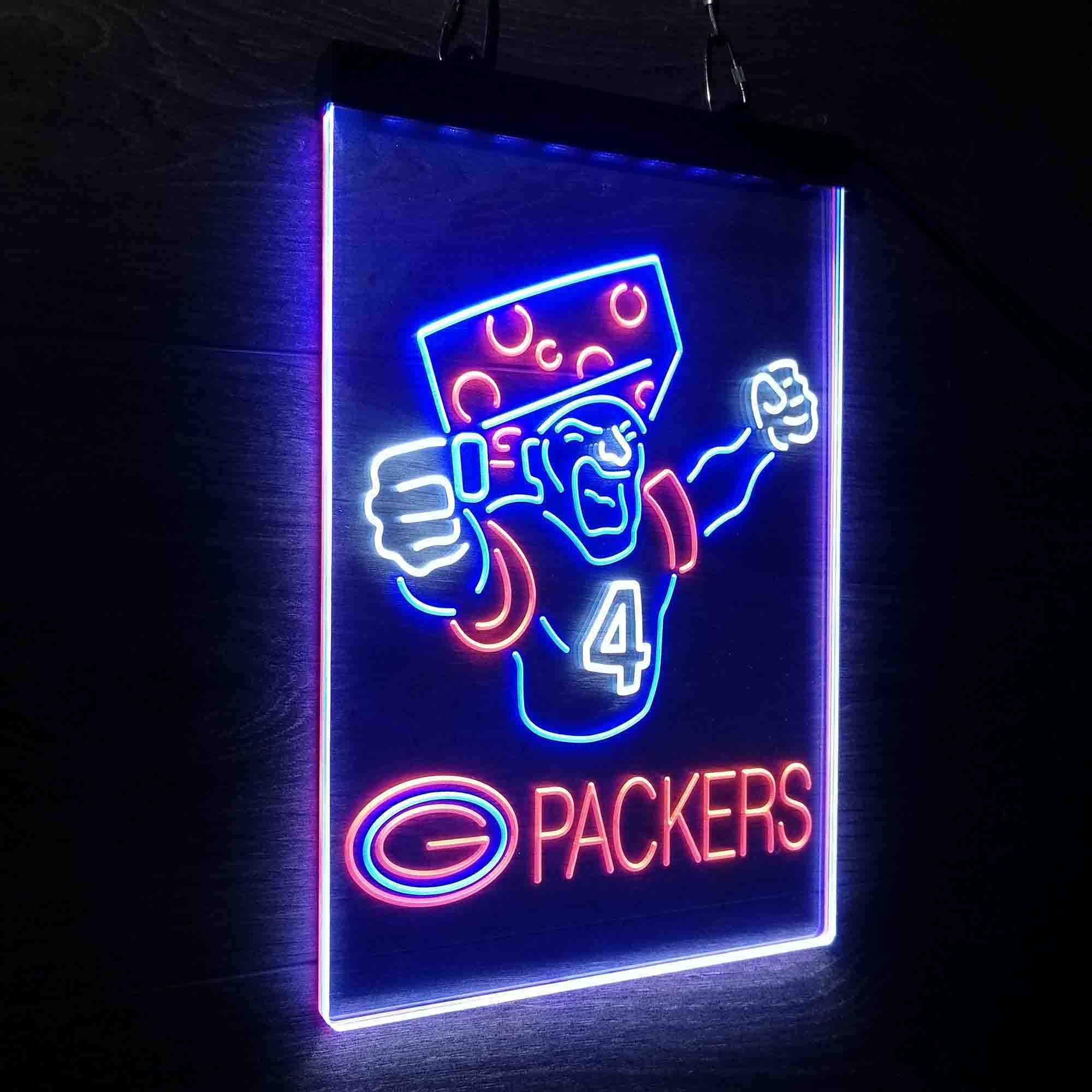 Green Bay Packer #4 Brett Favre Neon 3-Color LED Sign