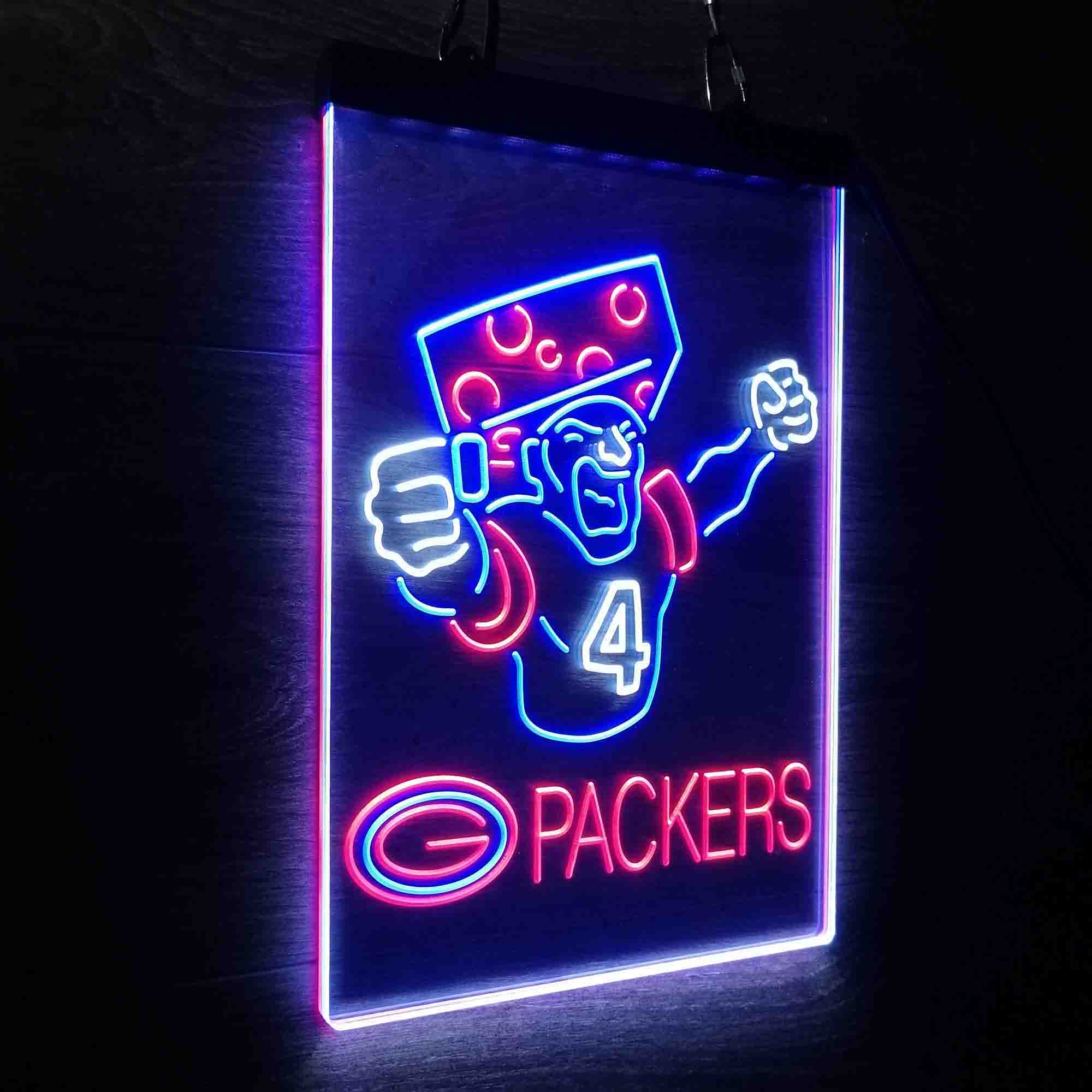 Green Bay Packer #4 Brett Favre Neon 3-Color LED Sign