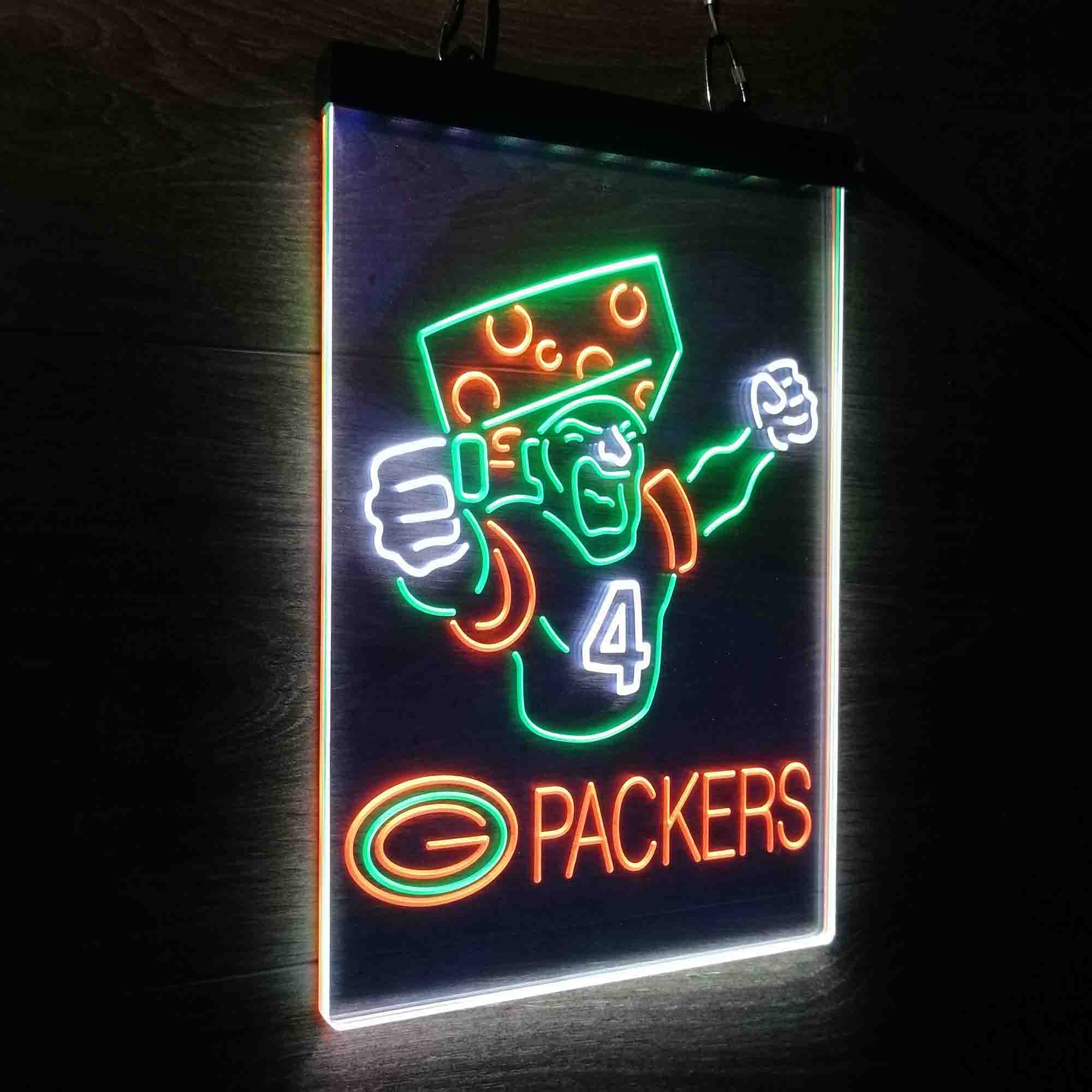 Green Bay Packer #4 Brett Favre Neon 3-Color LED Sign